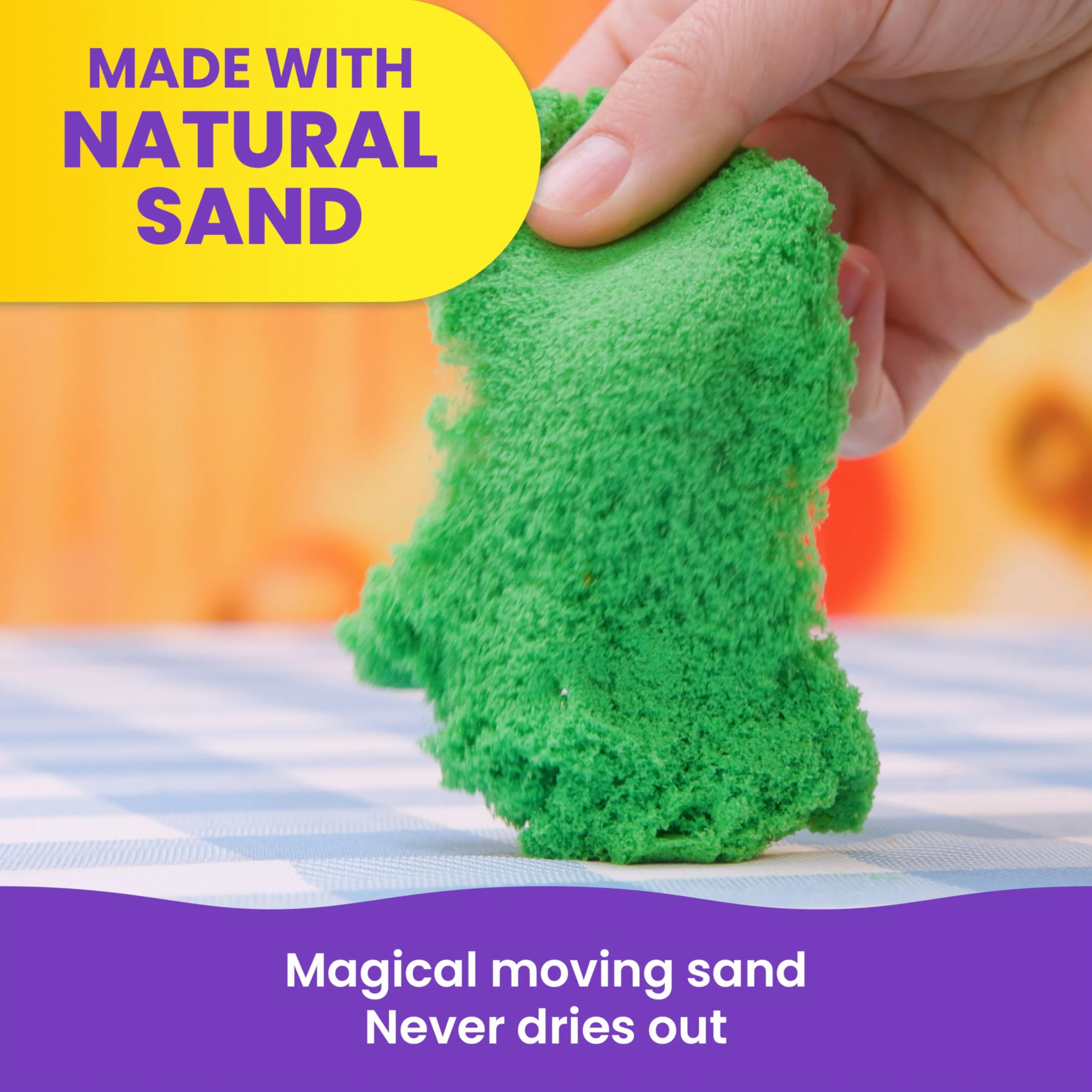 Kinetic Sand, zestaw SquishPizza Rising Pizza z 450 g piasku do zabawy i 5 narzędziami, zabawki dla dziewczynek i chłopców w wieku od 5 lat