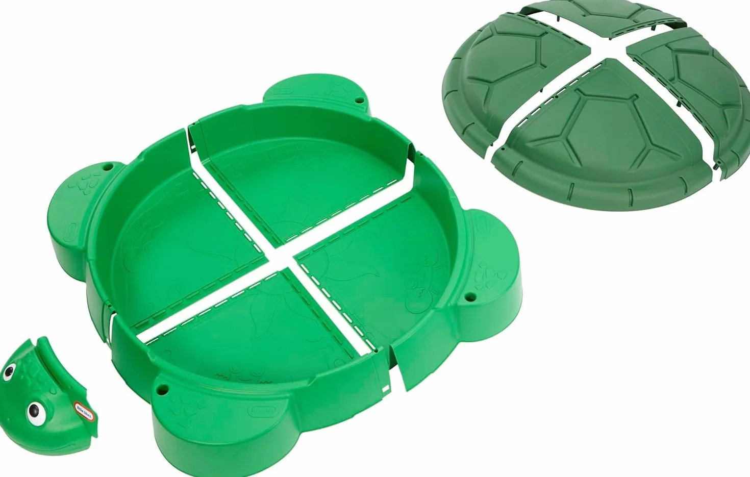 Little Tikes Zielona Piaskownica z 4 Siedziskami, Miejscem na Parasol i Zdejmowaną Pokrywą, dla Dzieci 1-6 Lat