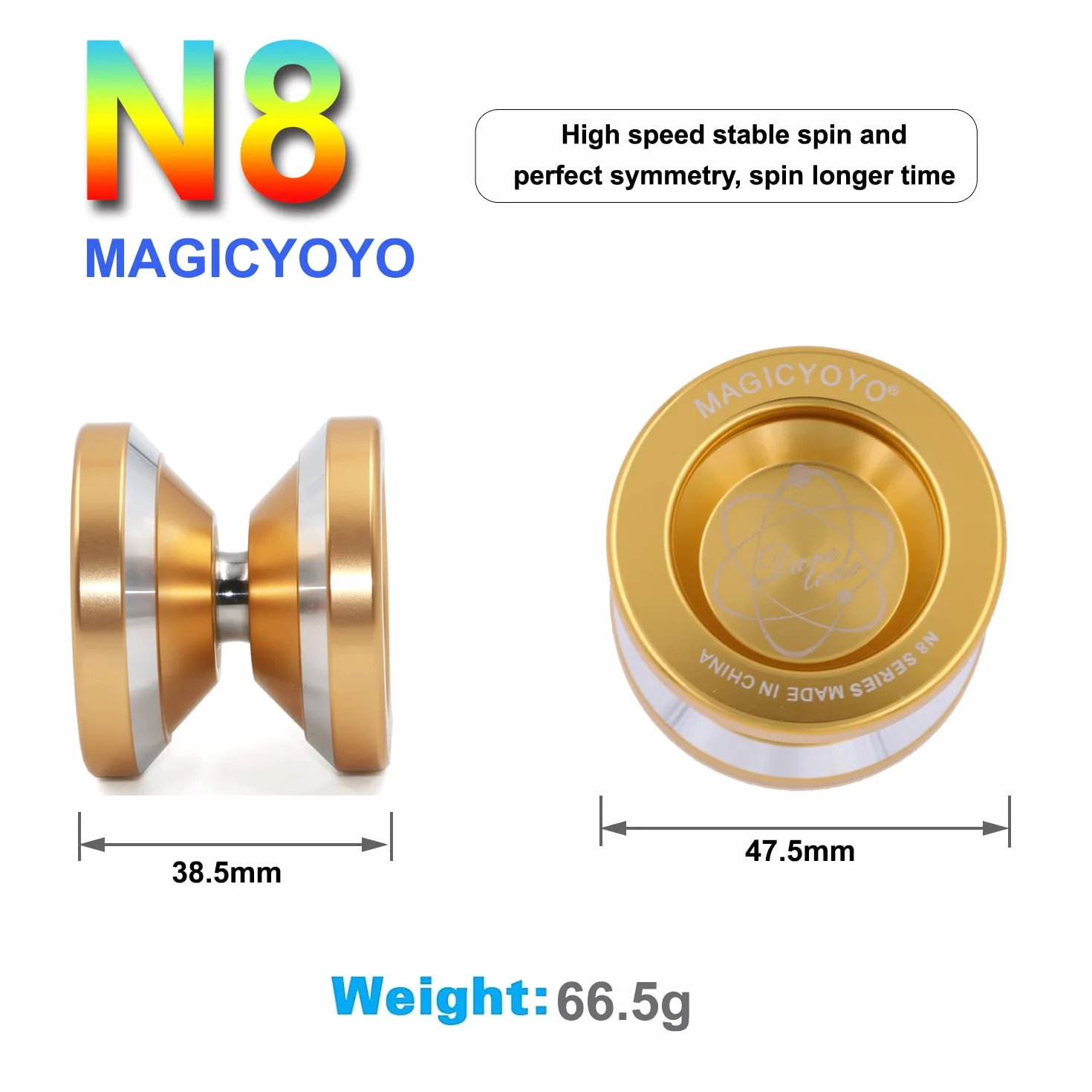 MAGICYOYO Profesjonalne jojo i nieresponsywne jojo dla dzieci, nastolatków, dorosłych – Magic Yoyo N8 Responsive Jo-Jo metal z odpornymi łożyskami + usuwacz + 10 strun jo-jos, złoto