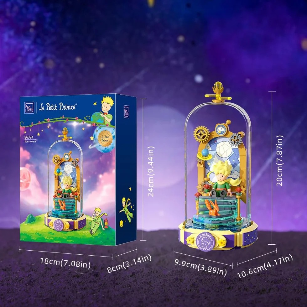 PANTASY Le Petit Prince zestaw klocków Gwiezdna Brama – Kreatywny model DIY z minifigurką i przezroczystą osłoną ochronną. Idealny prezent dla dorosłych i dzieci. Premium klocki do dekoracji domu