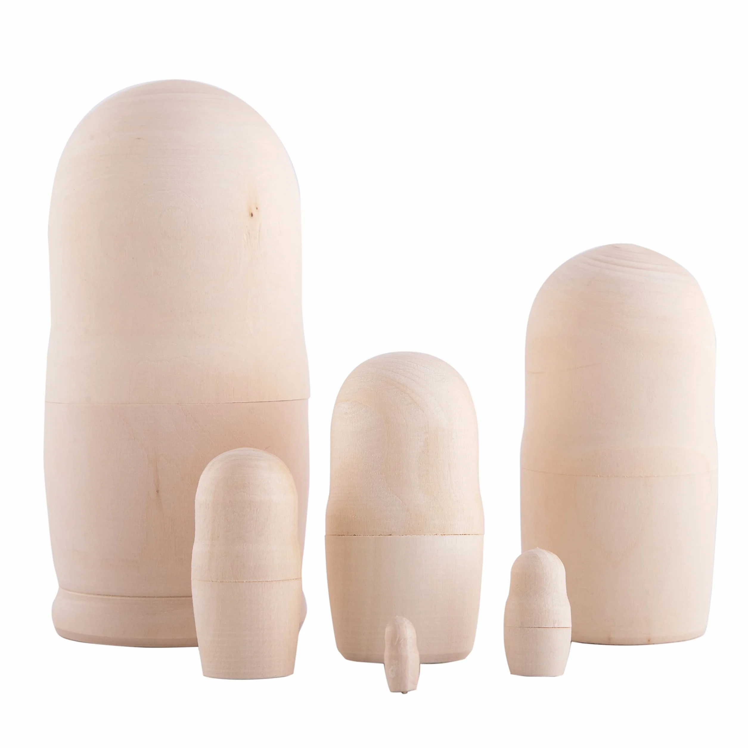 Heka Naturals Zestaw Niemalowanych Lalek Gniazdujących | Wszystkie Naturalne Drewniane Lalki Matryoshka Zestaw 6 (13cm) - Tradycyjne Dekoracje do Domu, Babushka, Drewniane Zabawki do Układania w Stosy