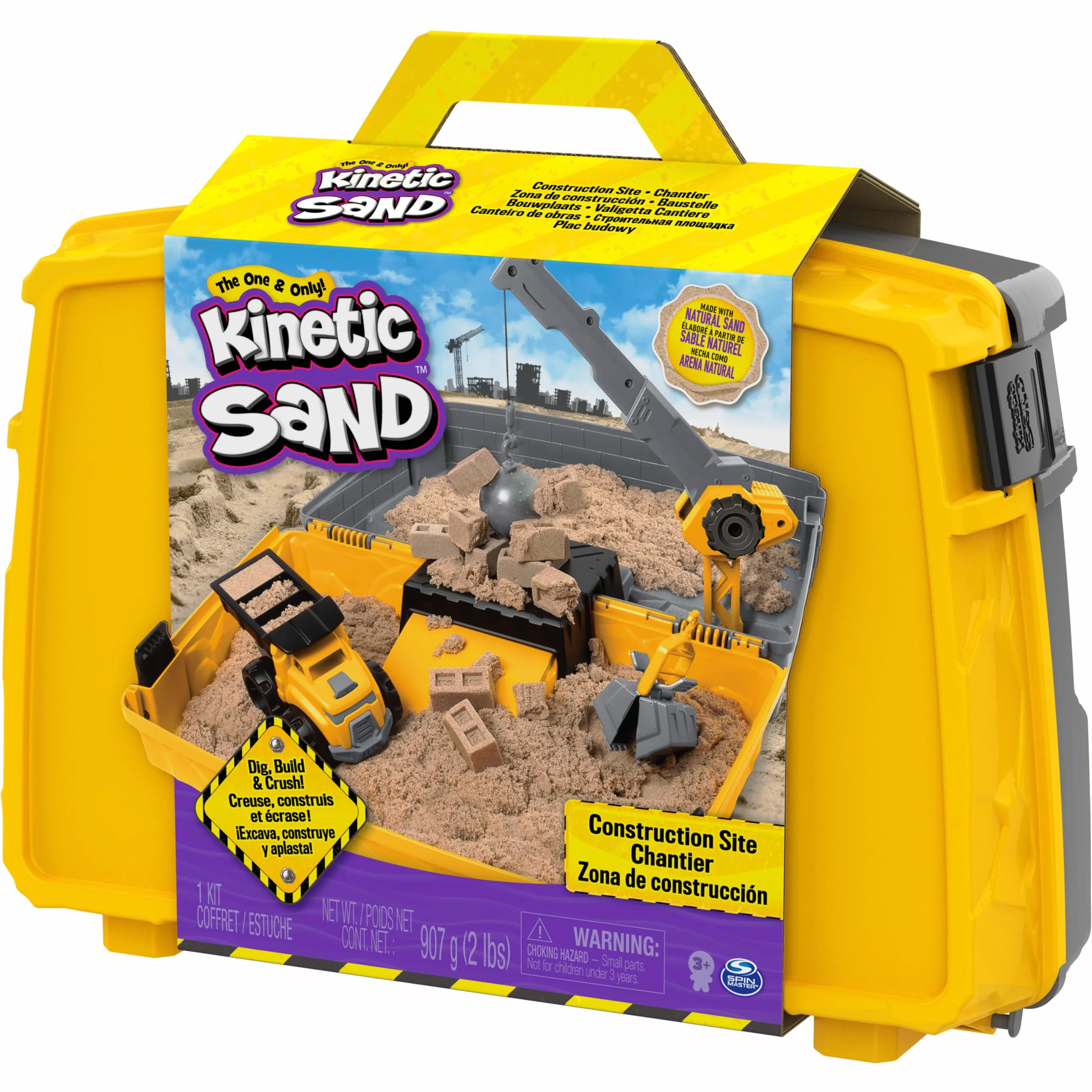 Kinetic Sand, Kop i burz plac budowy, piasek kinetyczny z akcesoriami, dla dzieci od 3 lat