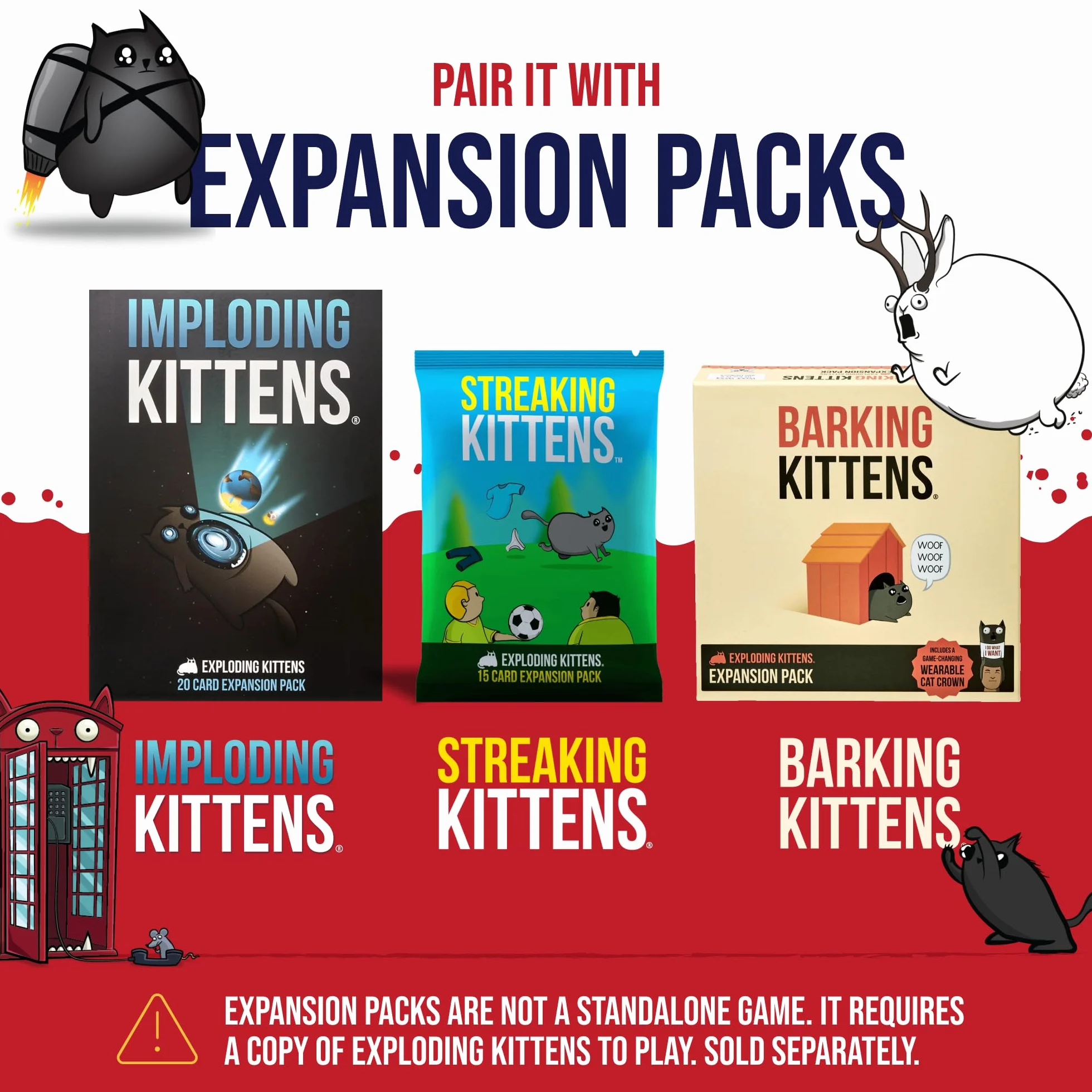 Exploding Kittens UK Edition - Proper Cheeky Fun for British Family Game Nights - Hilarious Card Games for Ages 7 and Up - 56 Cards