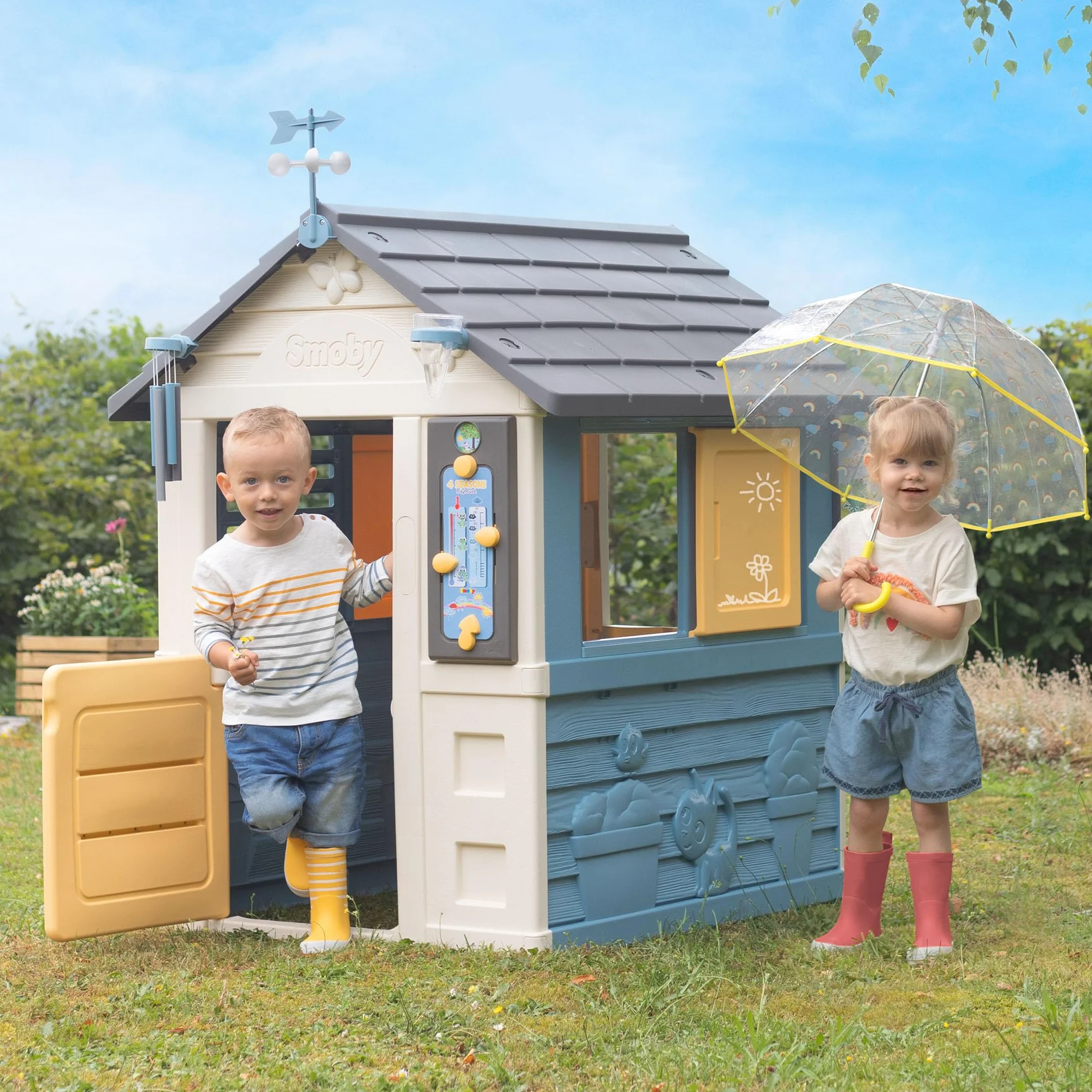 Smoby Life - Domek 4 pory roku - Domek ogrodowy dla dzieci - Zabawne zajęcia na temat pogody - Narzędzie edukacyjne - Materiał z recyklingu - Od 2 lat - Wyprodukowano we Francji