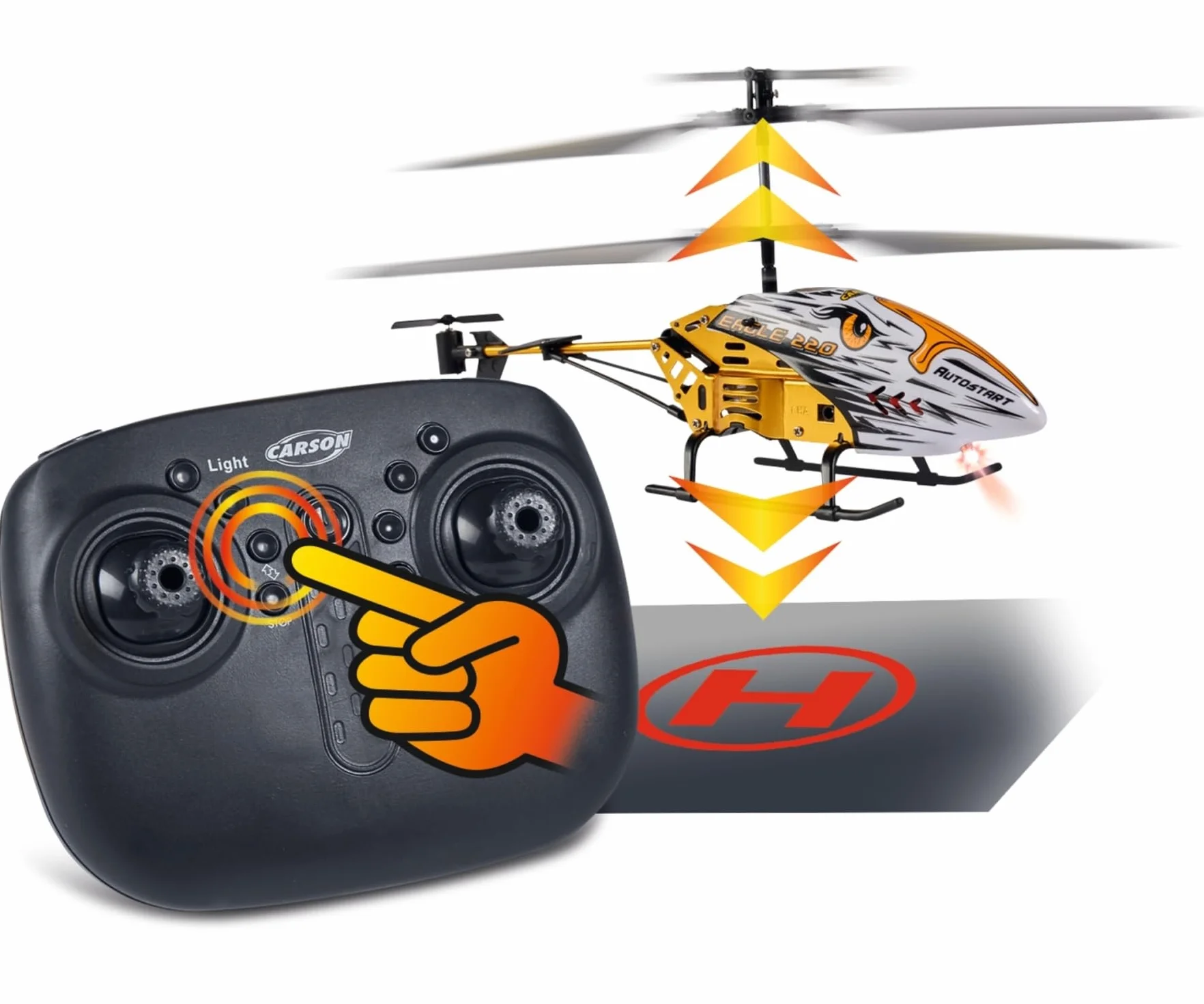Carson Eagle 220 Autostart 2.4 GHz zdalnie sterowany helikopter RTF dla początkujących szary