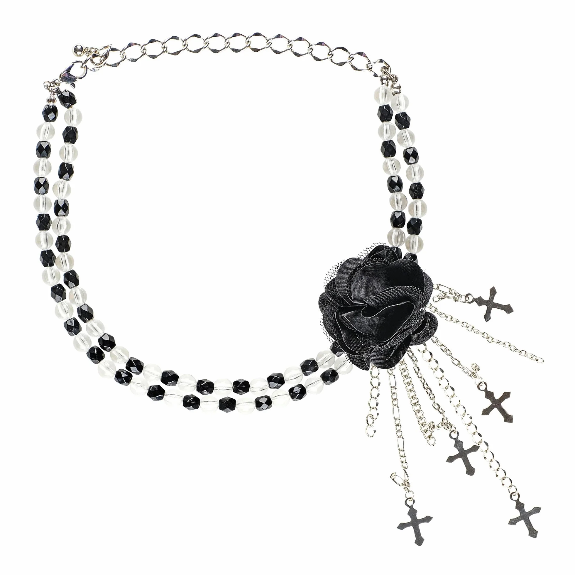 W WIDMANN MILANO Party Fashion - Naszyjnik z gotyckim kwiatem, naszyjnik, biżuteria kostiumowa, gotyk, Dzień Zmarłych, Dia de los Muertos, Halloween