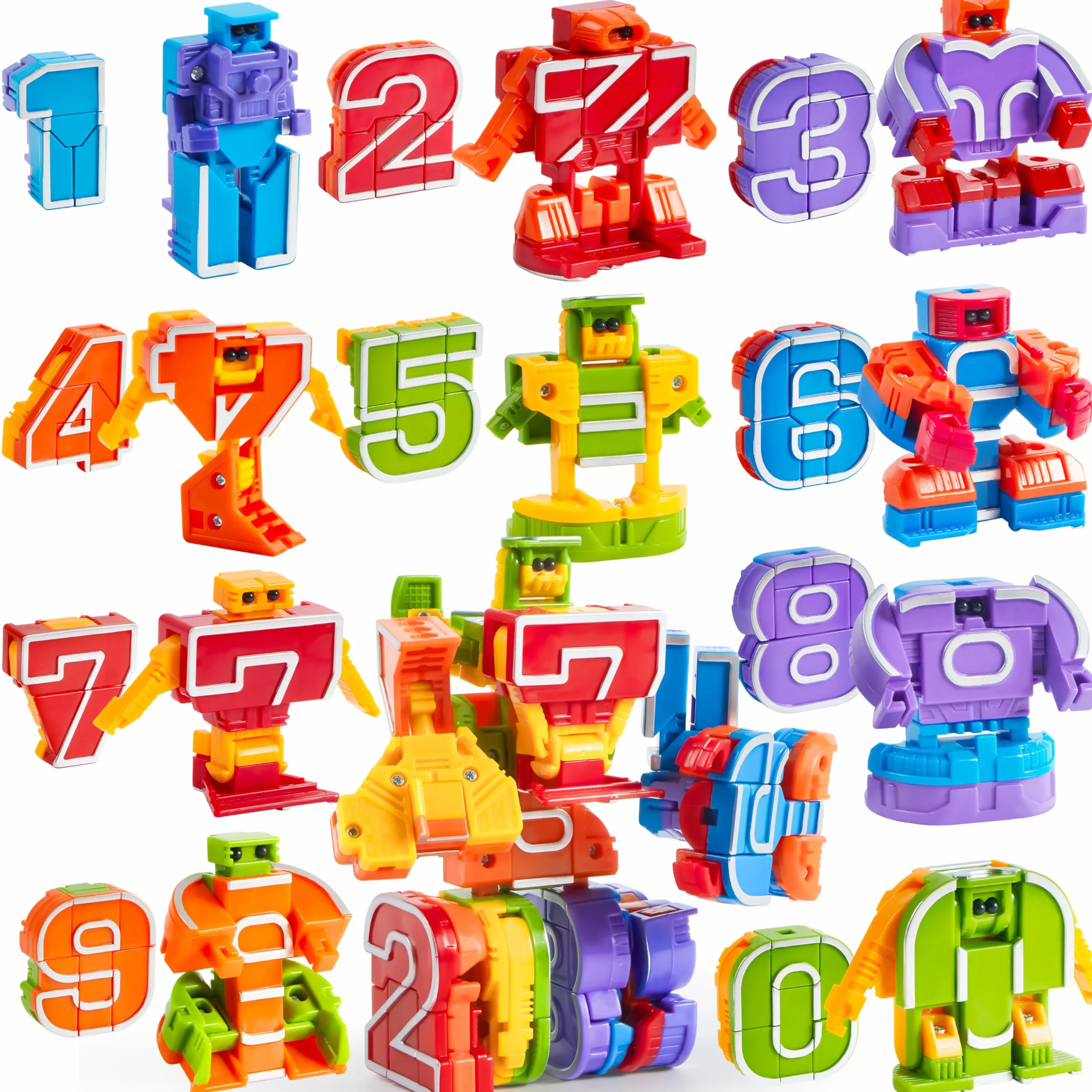 JOYIN 10 sztuk numerycznych figurek robotów zabawka edukacyjna do nauki liczb od 3 lat