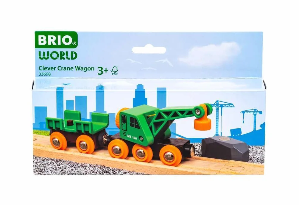 Brio 63369800 Dźwig I Wagon (63369800) Bezpieczna Zabawka Dla Dzieci Powyżej 3 Lat