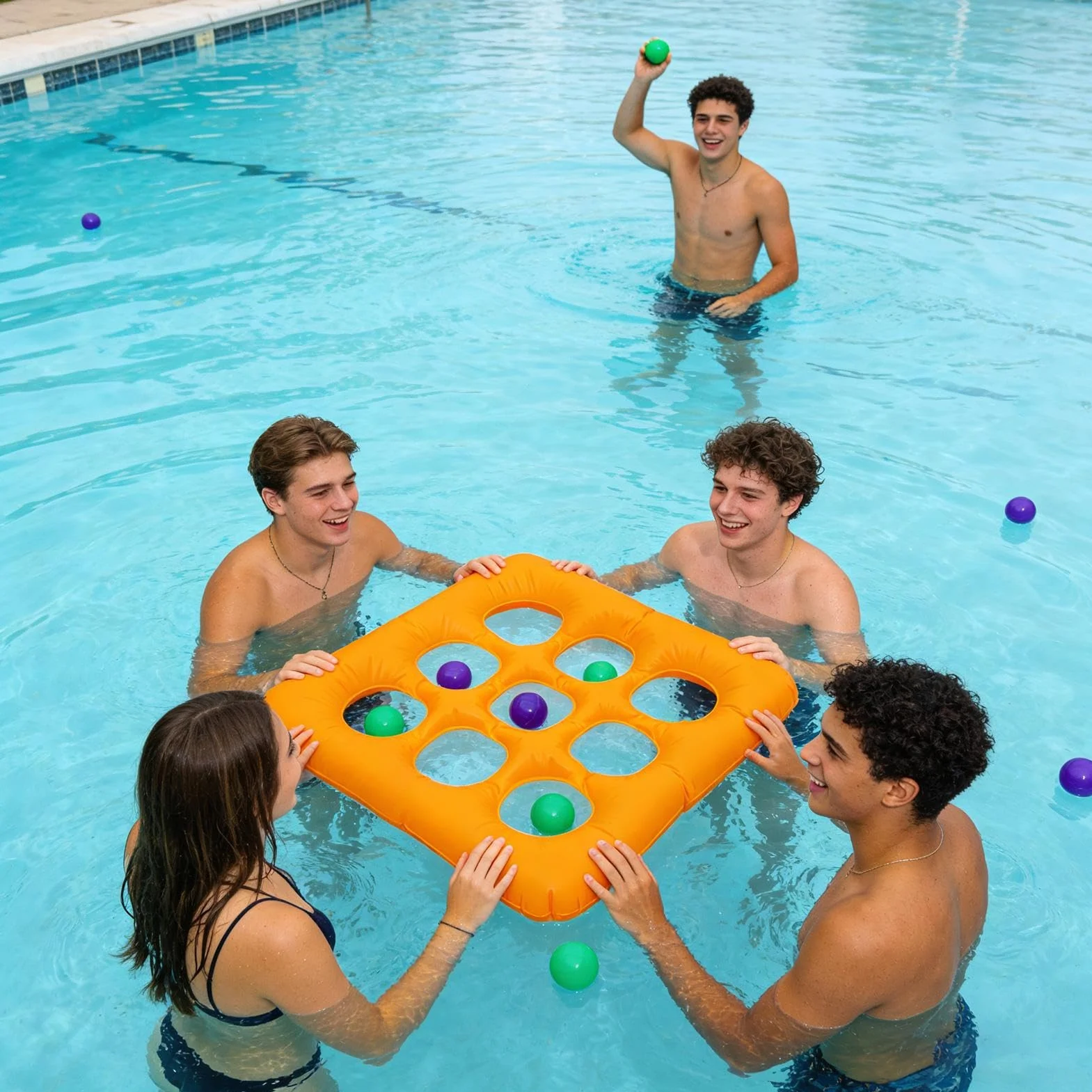 Nadmuchiwane gry w basenie - Ball Play Floats, kolorowe pływające zabawki z odpornymi komorami powietrznymi i łatwą konstrukcją dla rodziny, przyjaciół, nastolatków w domu, na podróż i na podwórku