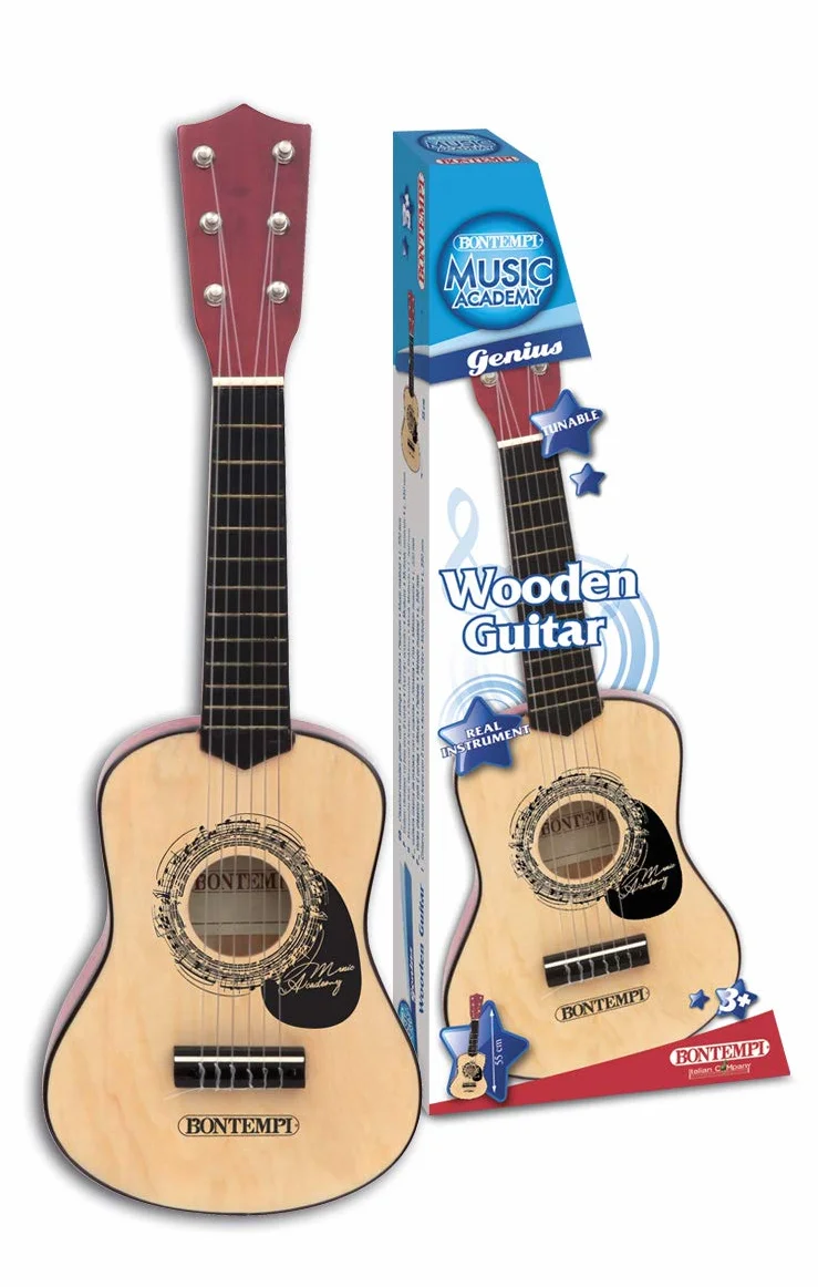Bontempi | WoodHarmony - Klasyczna gitara drewniana 55 cm do autentycznych muzycznych przygód, brązowa