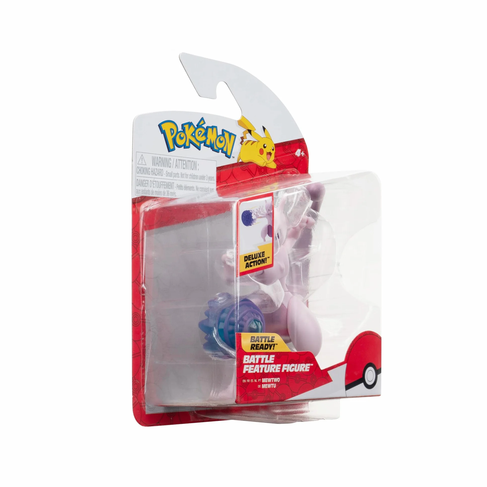 Pokémon PKW3370 - Battle Feature Figure - Mewtu, oficjalne ruchome figurki, 11,5 cm