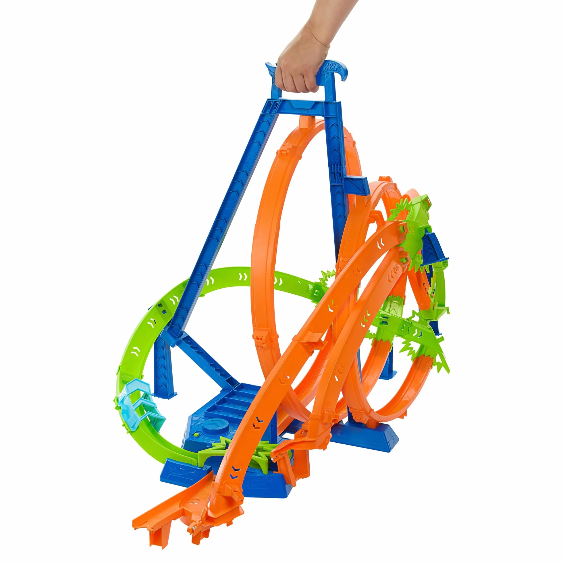 Hot Wheels - Epicka Pętla Kraks Zestaw z 5 strefami kraks, przyspieszaczem z napędem i 1 pojazdem Hot Wheels w skali 1:64, łatwe przechowywanie, HTP55