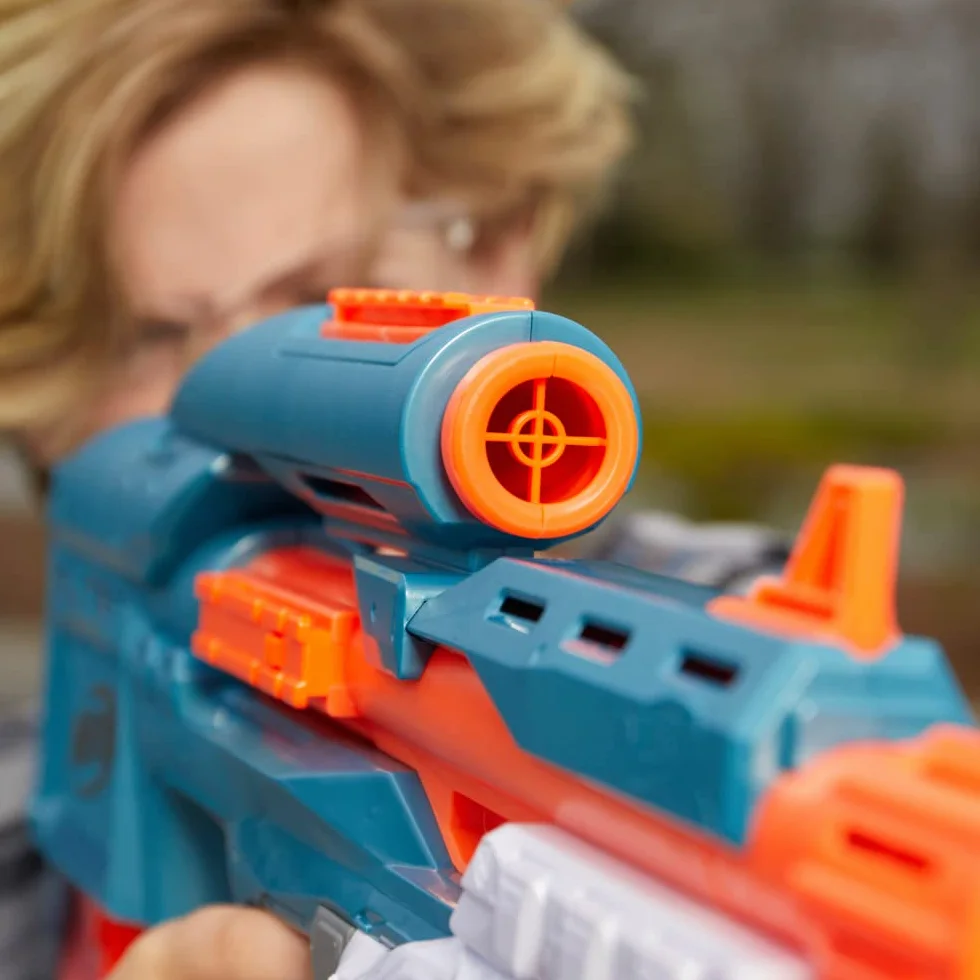 Wyrzutnia Nerf Elite 2.0 Motoblitz, zautomatyzowane wystrzeliwanie 10 strzałek, wystrzeliwanie 6 strzałek naraz funkcją Airblitz, magazynek, 22 strzałki Elite