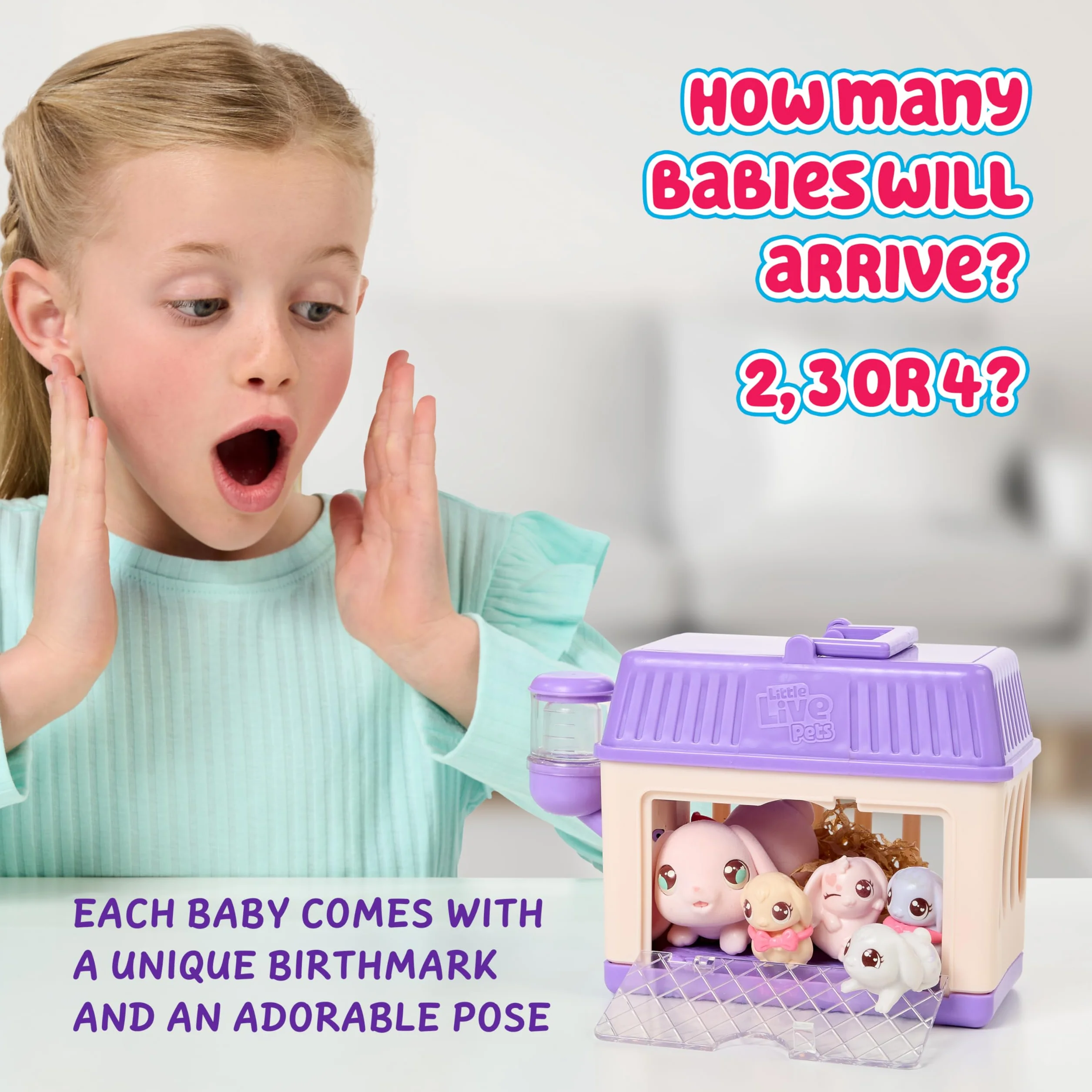 Little Live Pets – Mama Surprise Minis zajączek, pielęgnuj mamę chomika lub zajączka w swoim stajni i gorące 2, 3 lub 4 mini niemowlęta witają Little Live Pets – Mama Surprise Minis Bunschen