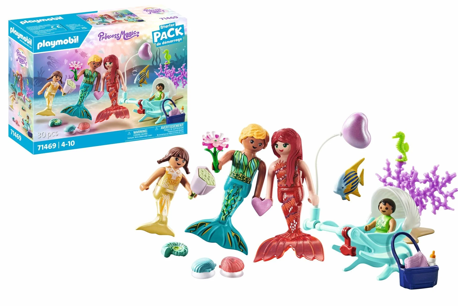 PLAYMOBIL Princess Magic 71469 Rodzina syrenek, z muszlami z przyssawkami, od 4 lat