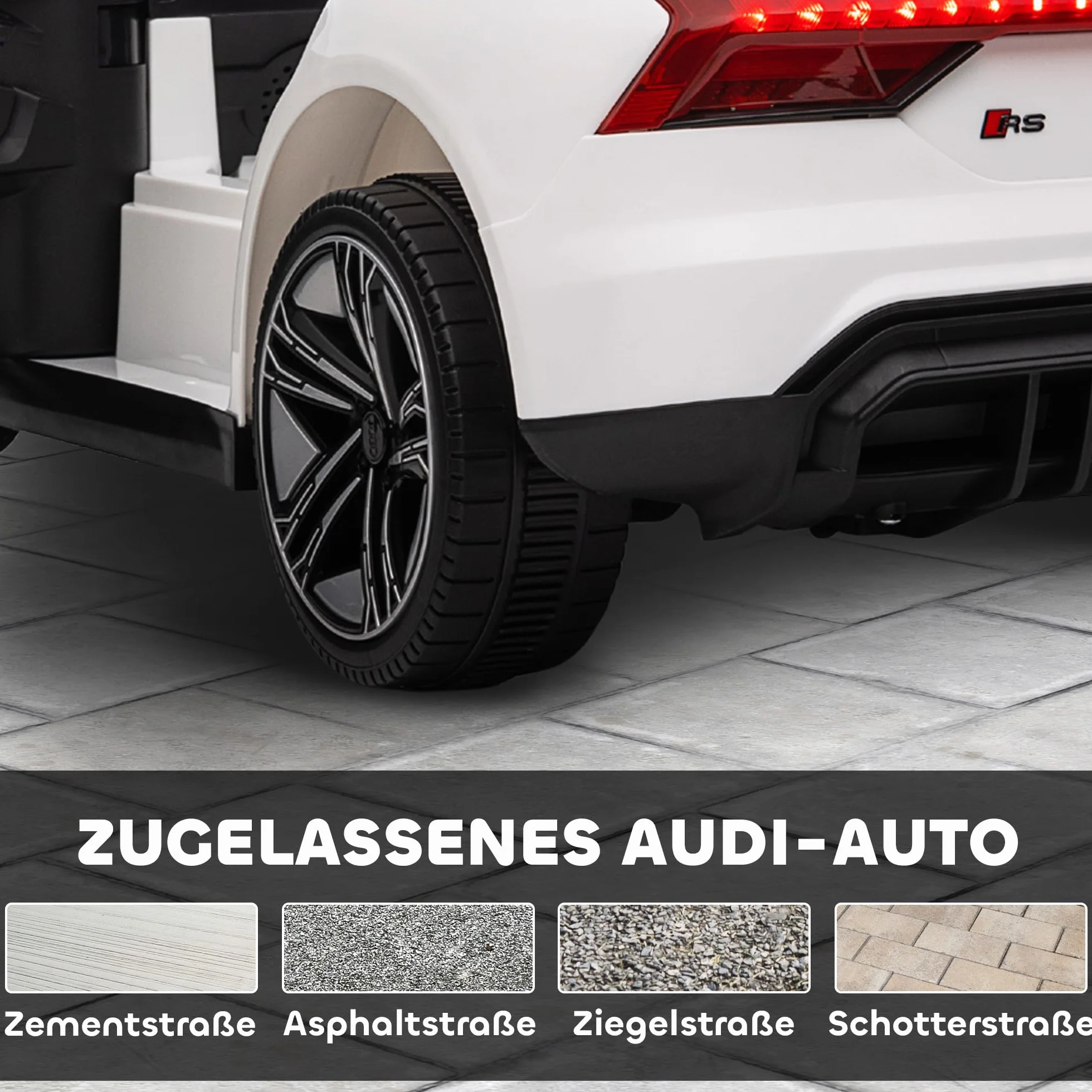 HOMCOM Samochód elektryczny dla dzieci, samochód dziecięcy z pilotem zdalnego sterowania, Audi RS e-tron GT, pojazd dziecięcy z pasem bezpieczeństwa, klaksonem, muzyką i reflektorem, do 5 km/h, dla