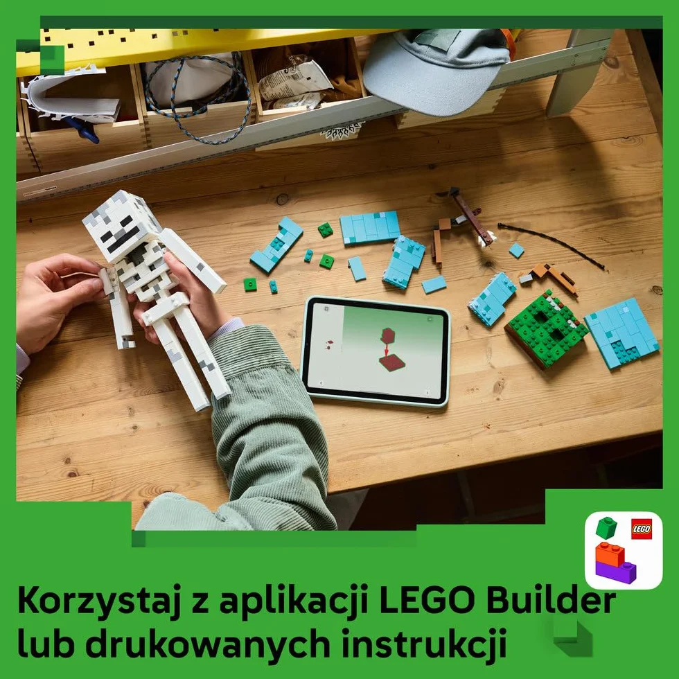 LEGO Minecraft Szkielet, zabawka konstrukcyjna dla 10-latka, figurka z gry, gamingowa dekoracja do pokoju dziecka, klocki dla chłopca i dziewczynki, pomysł na prezent dla gracza 21594