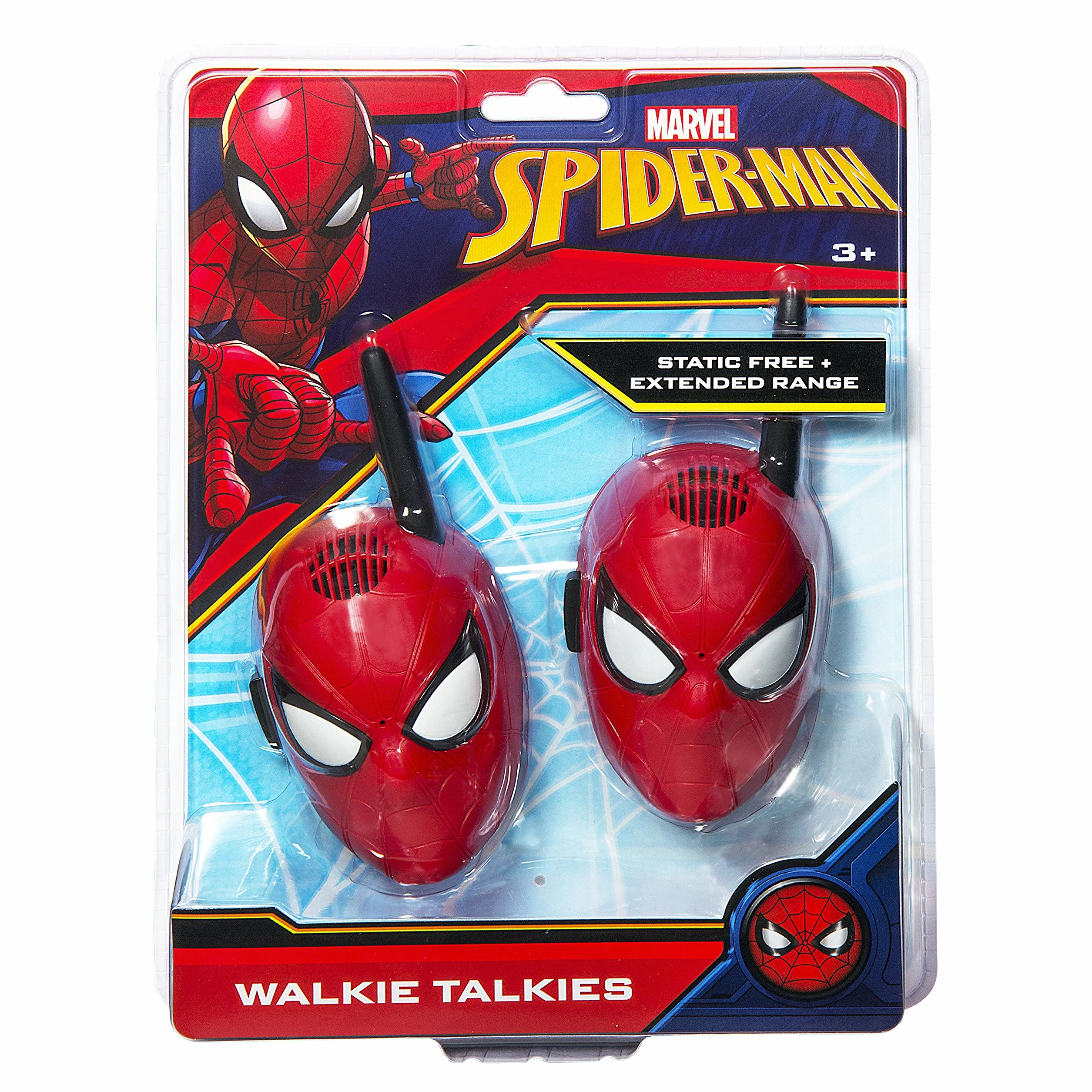 EKids Spiderman krótkofalówki dla dzieci, 2-kierunkowe radio dalekiego zasięgu z grafiką postaci i stylizacją, ręczne krótkofalówki dla dzieci, na zewnątrz, do wewnątrz, przygoda, gra, czerwone