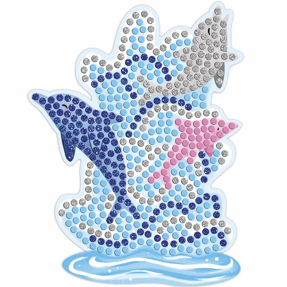 Janod - Dolphins and Mermaids Mosaics Set - Les Ateliers Du Calme - Children’s Creative Leisure Kit - Develops Fine Motor Skills and Concentration - Suitable for Ages 7 and Up, J07961