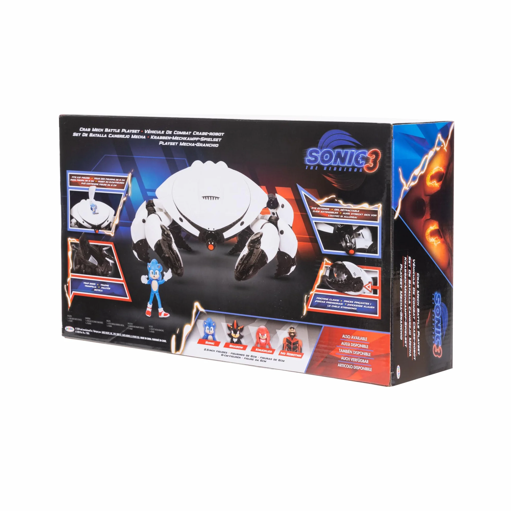 Sonic Movie 3 Crab Mech Battle Playset z figurką Sonic the Hedgehog 3 6,3 cm, oficjalnie licencjonowana zabawka kolekcjonerska z pazurami, ruchomymi nogami, przedłużającymi oko, idealna zabawka Sonic