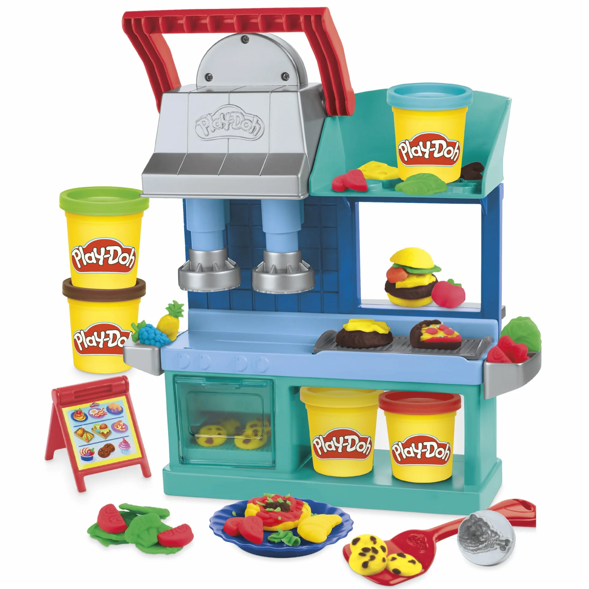 Play-Doh Zestaw do zabawy Play-Doh Kitchen Creations Restauracja pracowitego szefa kuchni, 2-stronna zabawkowa kuchnia, wiek: od 3 lat