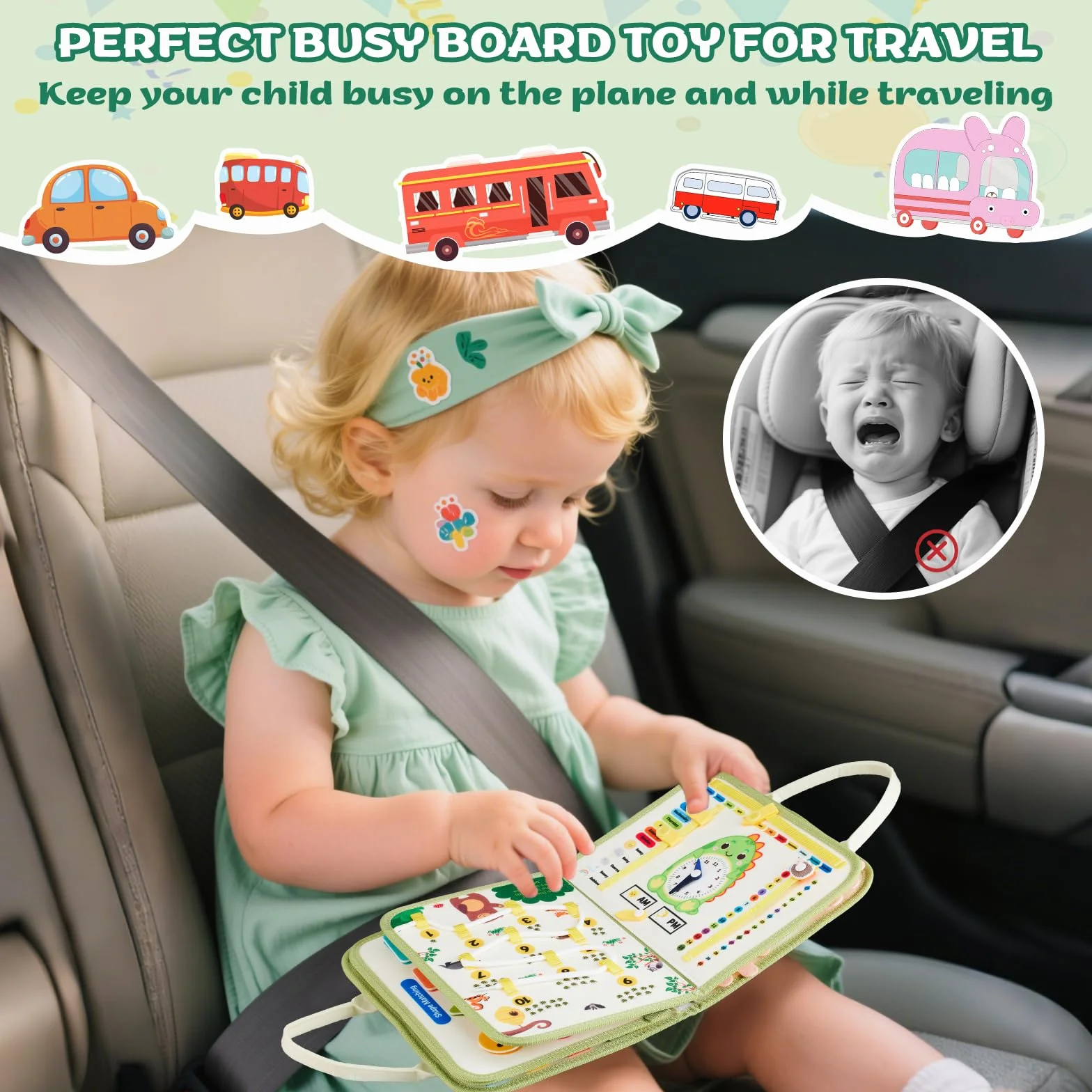 Busy Board, Quiet Book Montessori zabawka dla dzieci od 3, 4, 5, 6 lat, 9 w 1, zabawka motoryczna, zabawka sensoryczna, zabawka edukacyjna, książka o aktywności, zabawka podróżna, prezent dla chłopców
