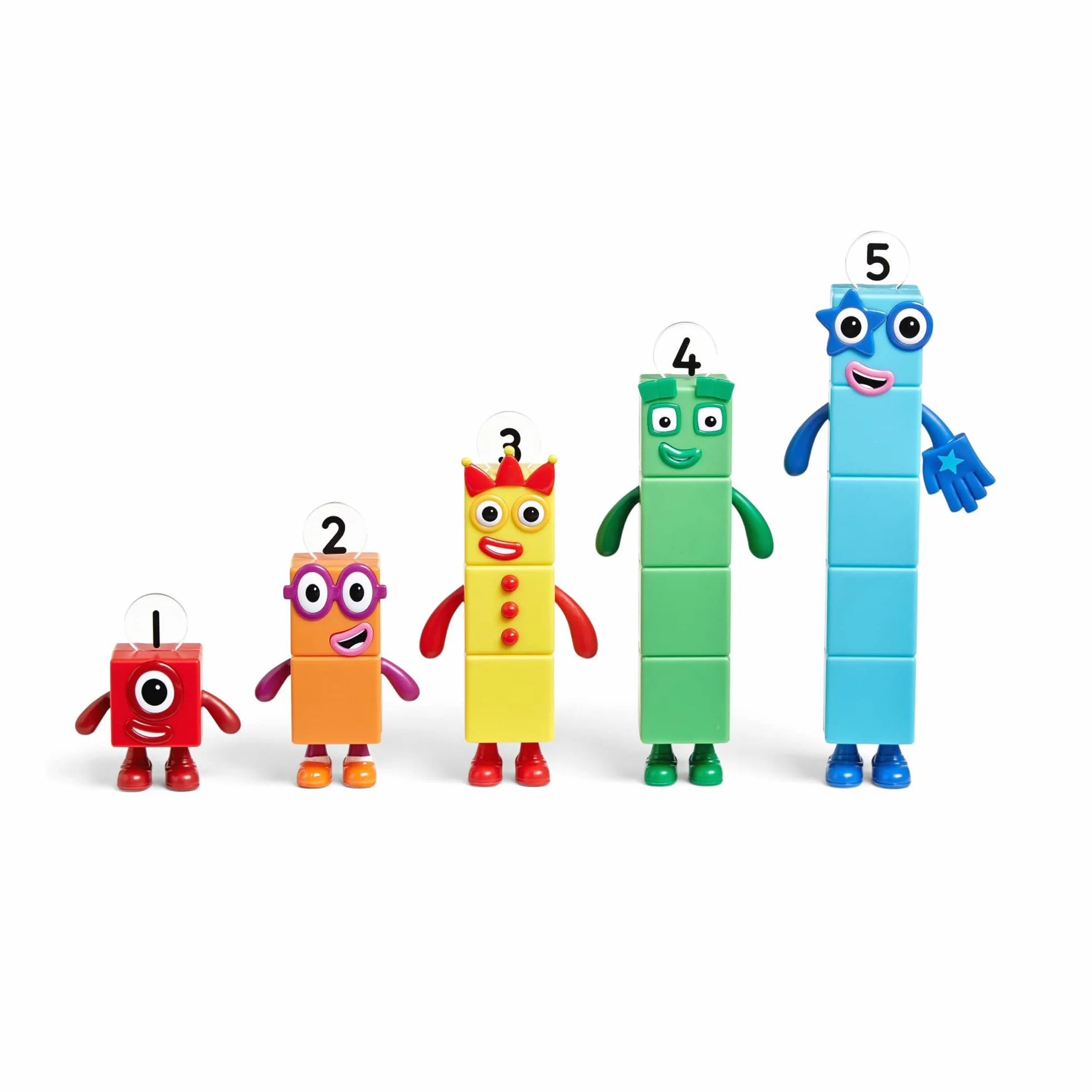 Przyjaciele Numberblocks 1 – 5 marki Learning Resources, Oficjalne zabawki kolekcjonerskie, Numberblocks Jeden, Dwa, Trzy, Cztery i Pięć w zestawie