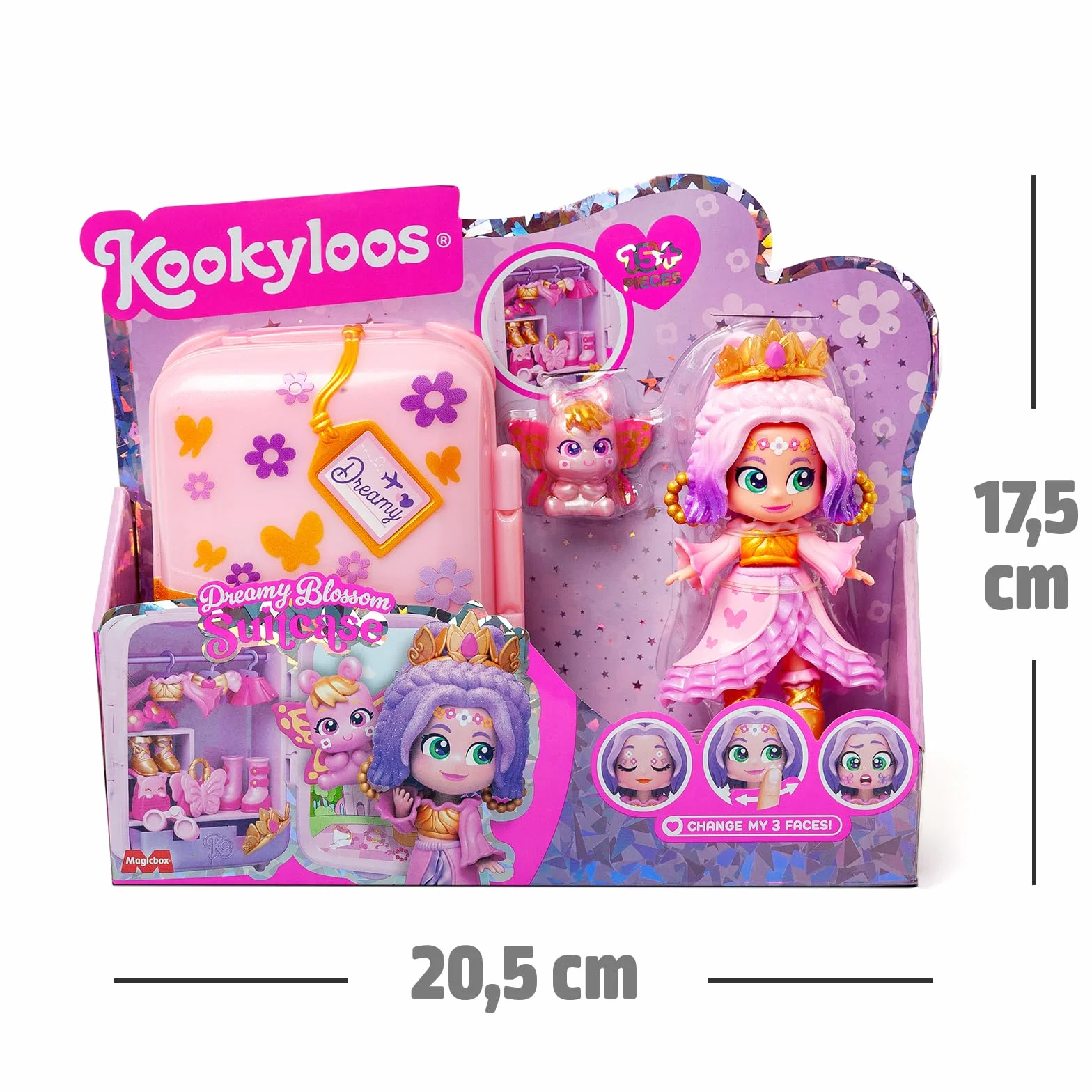 KOOKYLOOS SUITCASE DREAMY BLOSSOM – zestaw modna laleczka z walizką i akcesoriami,zawartość:1 laleczka, 2 stroje, zwierzątko, akcesoria, wieszaki oraz walizka, w której zmieścisz cały zestaw.