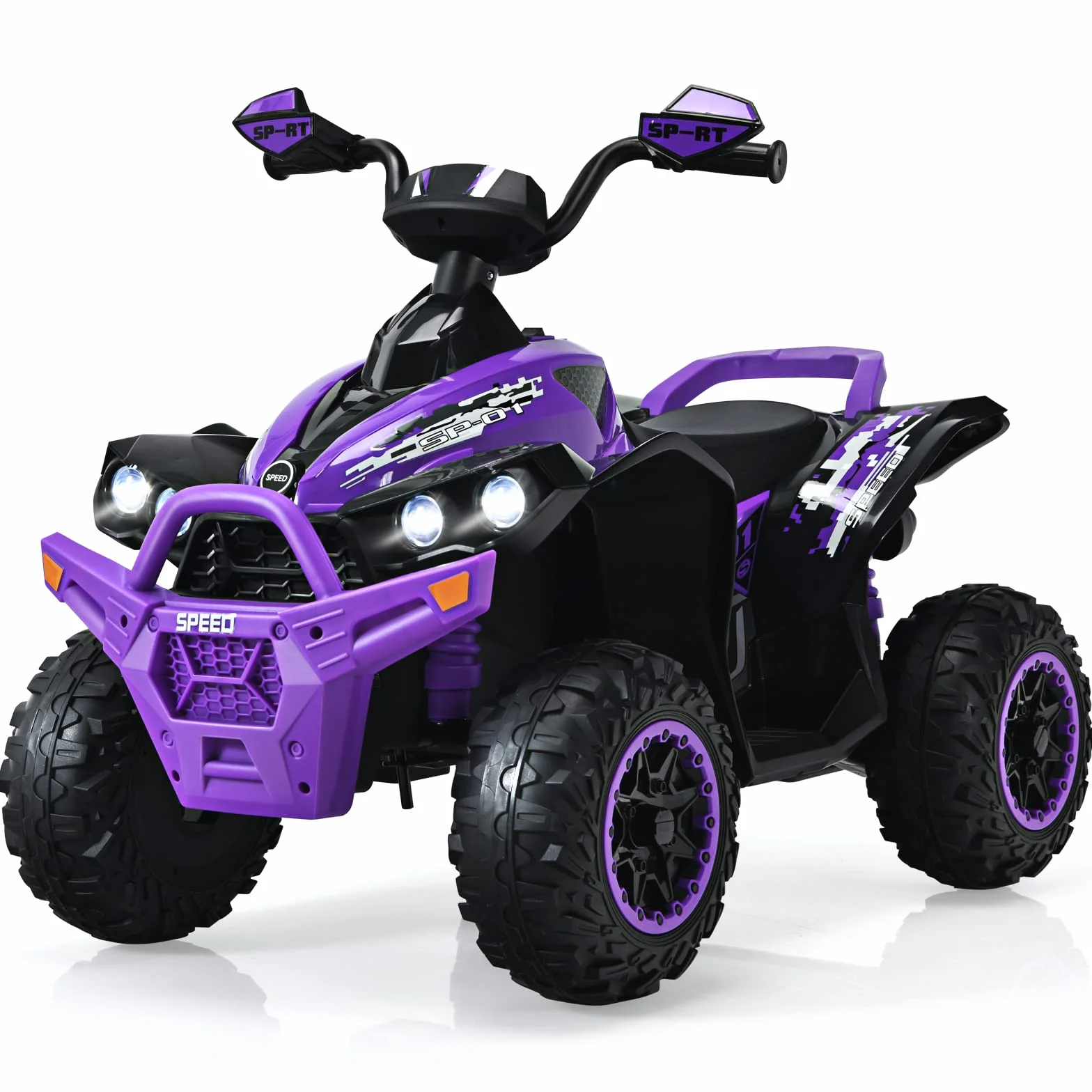 COSTWAY Elektryczny quad dziecięcy 12V z muzyką, klaksonem i LED, 2,2-4,3 km/h, dla dzieci od 3 lat fioletowy