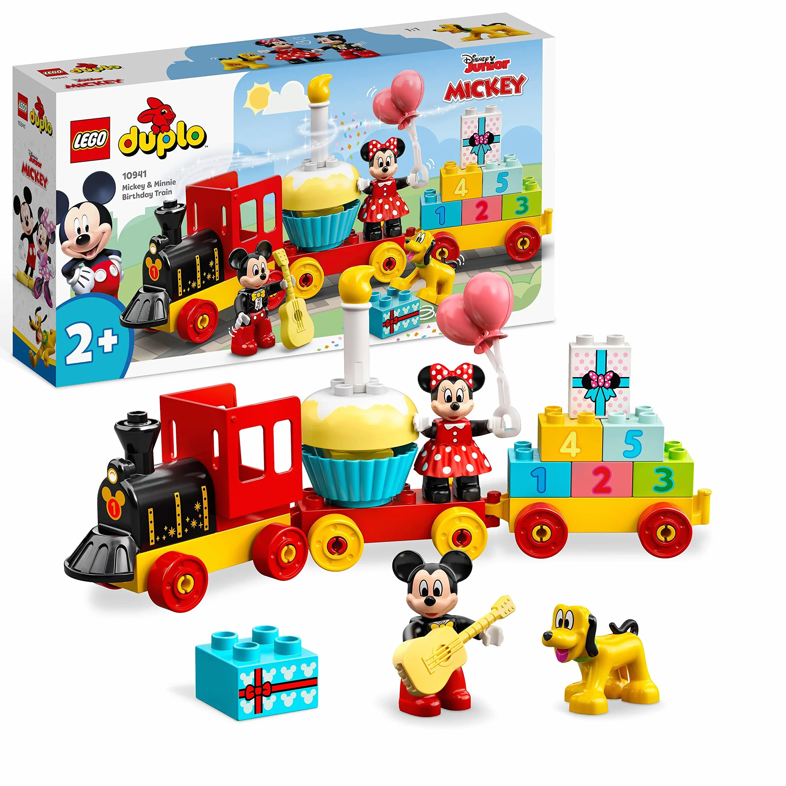 LEGO DUPLO ǀ Disney 10941 Urodzinowy pociąg myszek Miki i Minnie — edukacyjna zabawka z cyferkami dla dzieci (22 elementy)