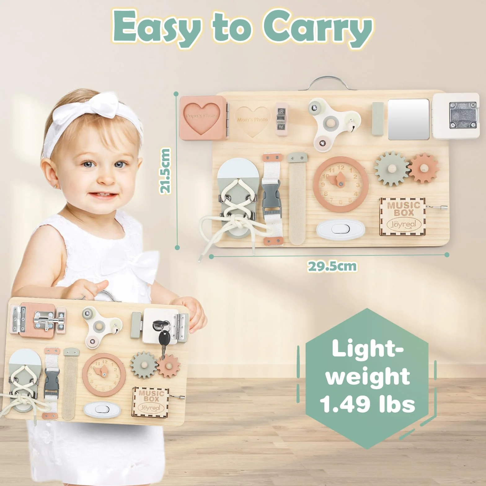 Joyreal Montessori Busy Board Activity Board zabawka motoryczna, deska sensoryczna