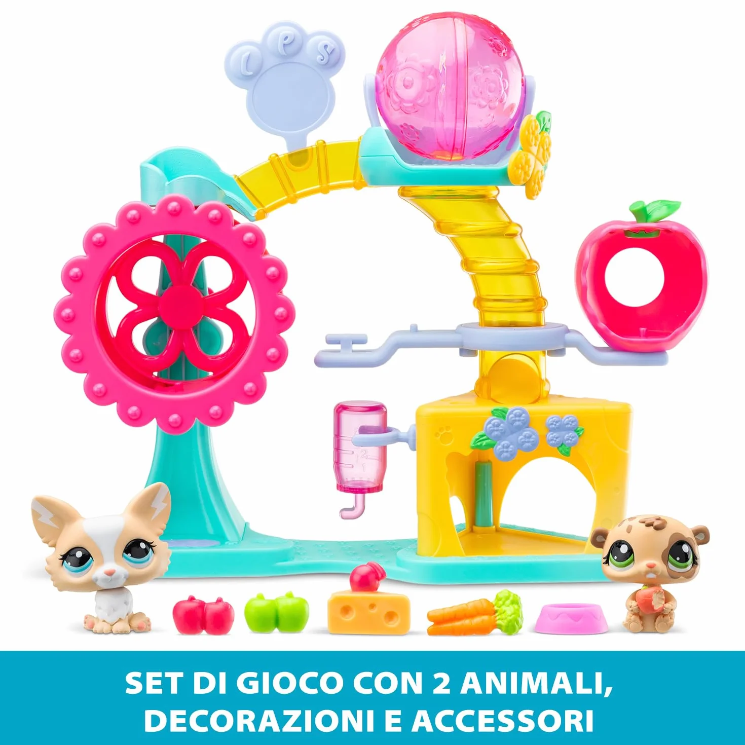 BANDAI Littlest Pet Shop, Czas zabawy Playset, mobilne głowy, Gen 7 (zwierzęta domowe #69 i #68 Ekskluzywne zwierzęta do zabawy), dla dzieci od 4 lat, BF00519 wielokolorowy
