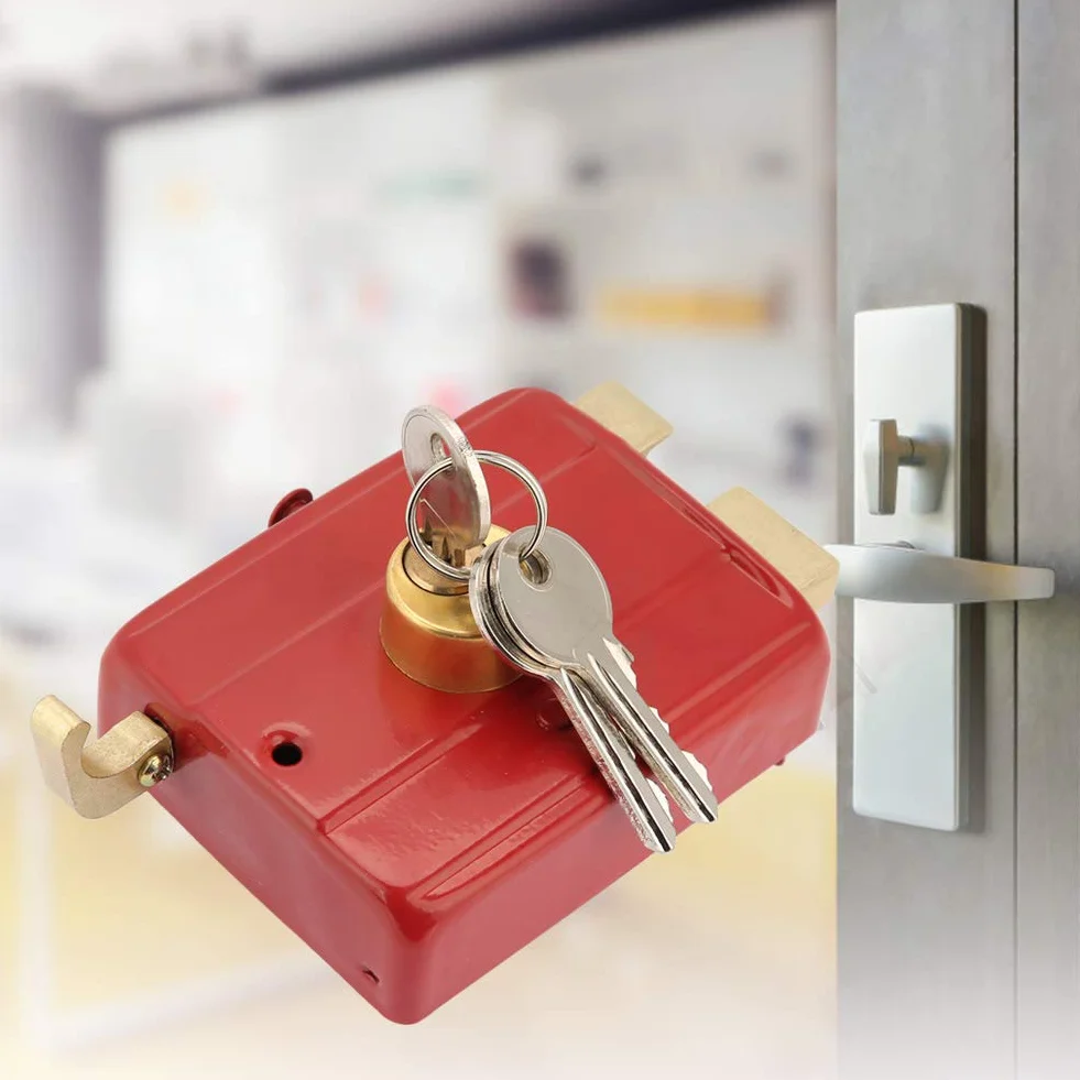Dead Lock Dead Bolt Lock Red Metal Heavy Duty Blokada Bezpieczeństwa Dead Bolt Lock z Kluczami do Drzwi Przednich Red