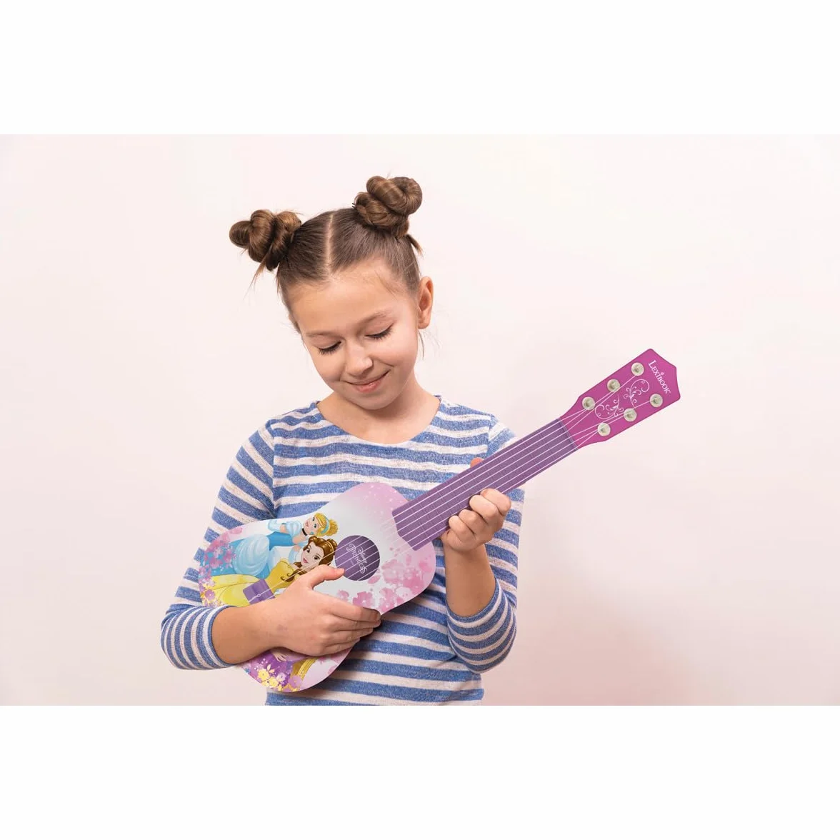 Lexibook Disney Princess Roszpunka Moja Gitara, 6 Strun Nylonowych, 53 cm, Przewodnik w Zestawie, Różowy, Fioletowy, K200DP