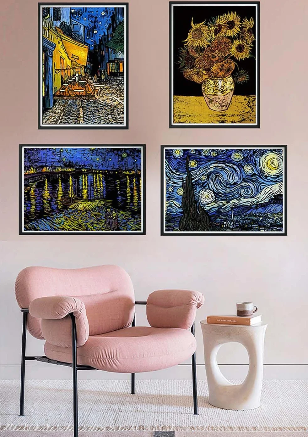 EGOSKY Obraz do drapania, 4 sztuki Van Gogha, tęczowy papier dla dorosłych i dzieci, DIY, sztuka, rękodzieło, drapak z 4 narzędziami do drapania