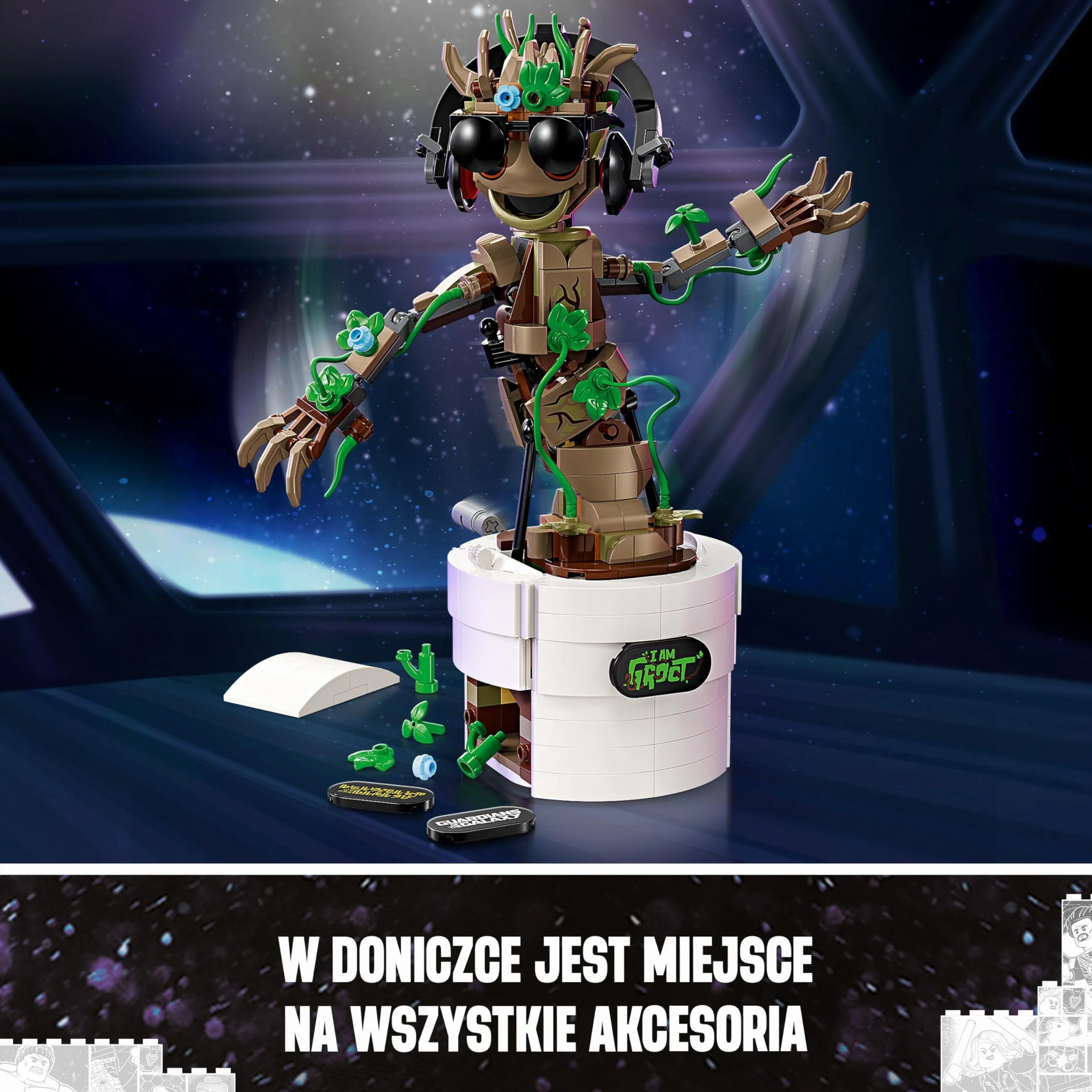 LEGO Marvel Tańczący Groot, Interaktywna Zabawka do Zbudowania, dla Fana Strażników Galaktyki, Figurka Superbohatera, Pomysł na Prezent dla 10-latka, Chłopca i Dziewczynki, 76297
