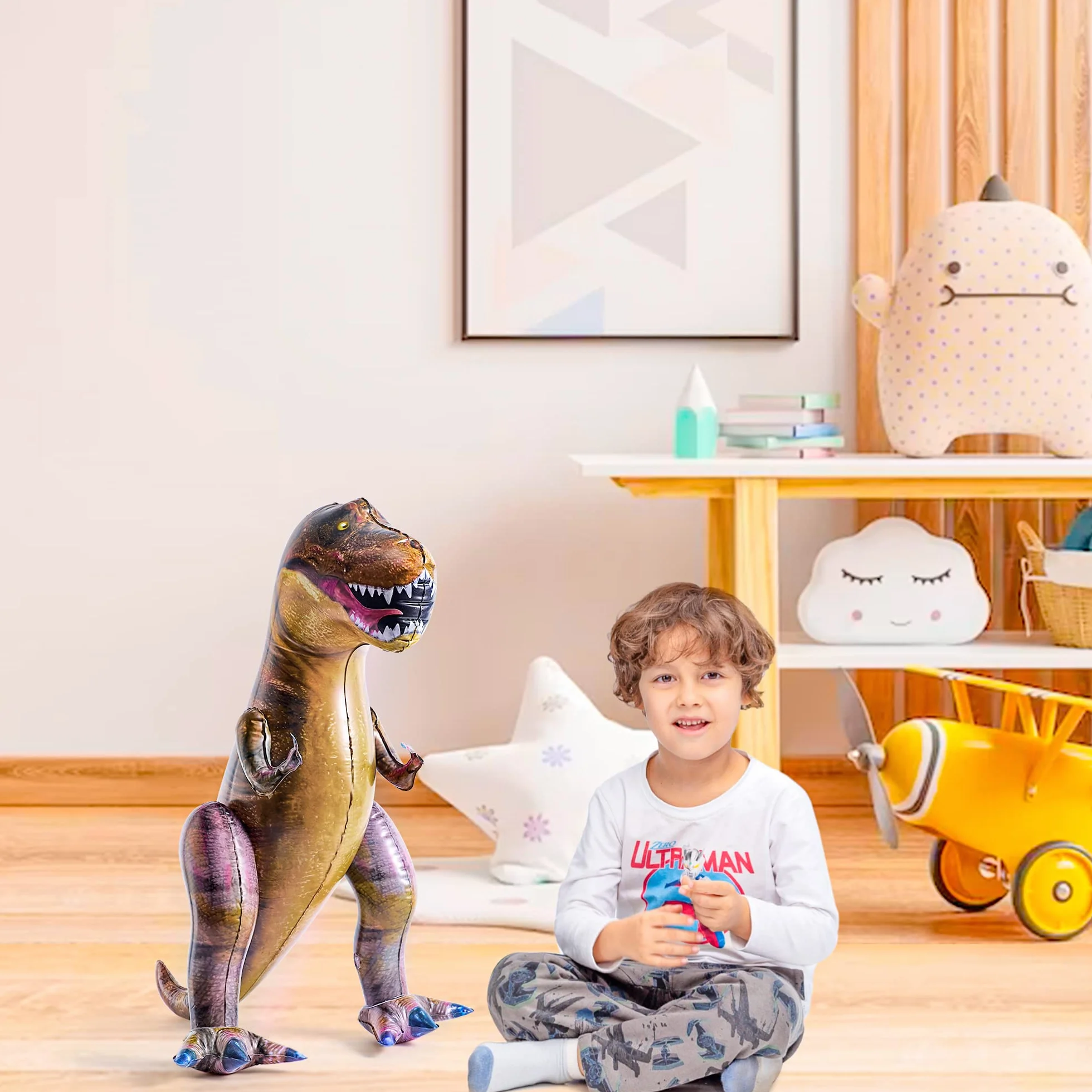 JOYIN nadmuchiwany T.rex dinozaur, nadmuchiwany tyranozaur rex jako dekoracja na imprezę, 76 cm nadmuchiwany dinozaur jako prezent urodzinowy dla dzieci i dorosłych