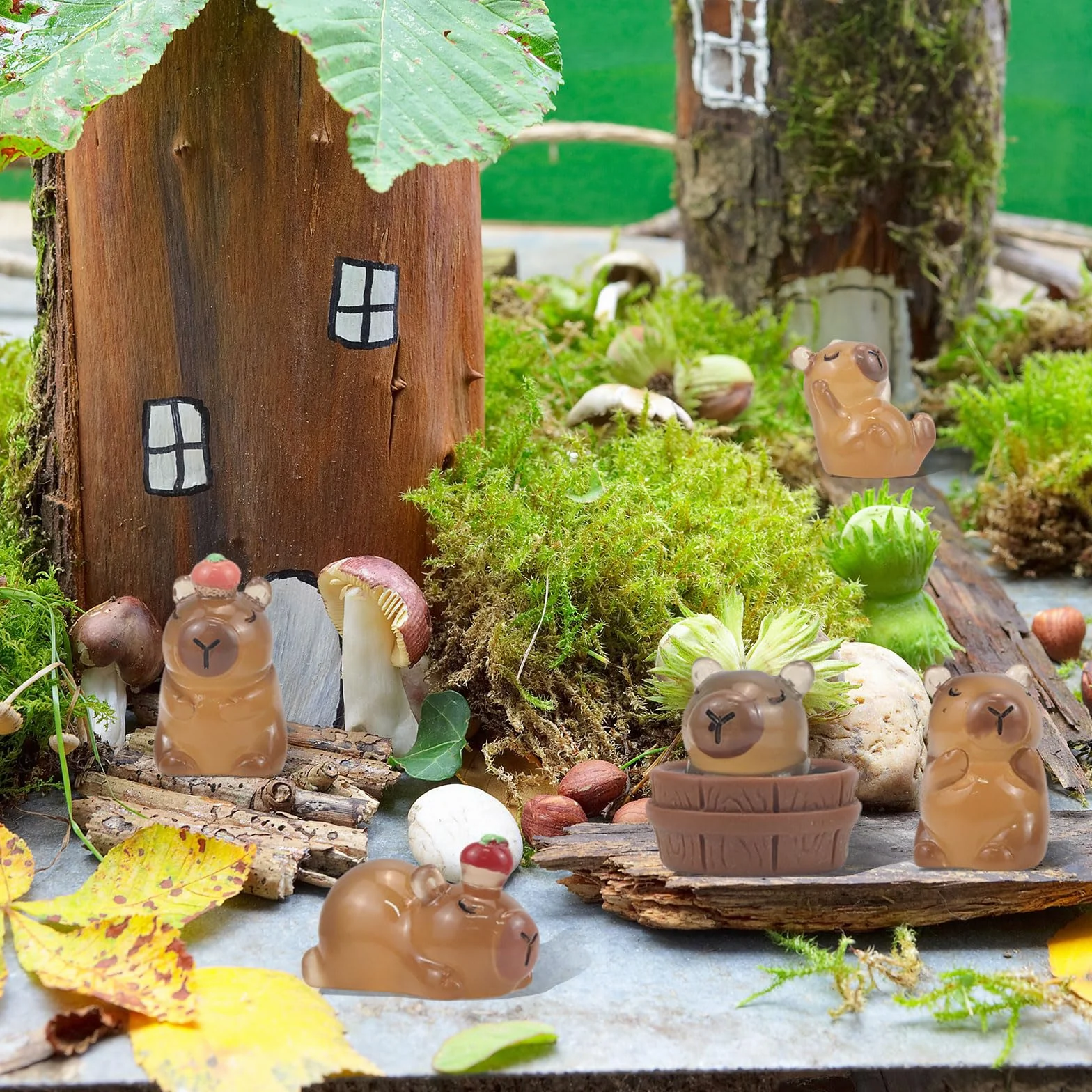 GlamRays Zestaw 30 świecących minifigurek kapibara z żywicy świecąca kapibara mini zabawka prezenty biurko blat do użytku na zewnątrz dekoracja rzemieślnicza