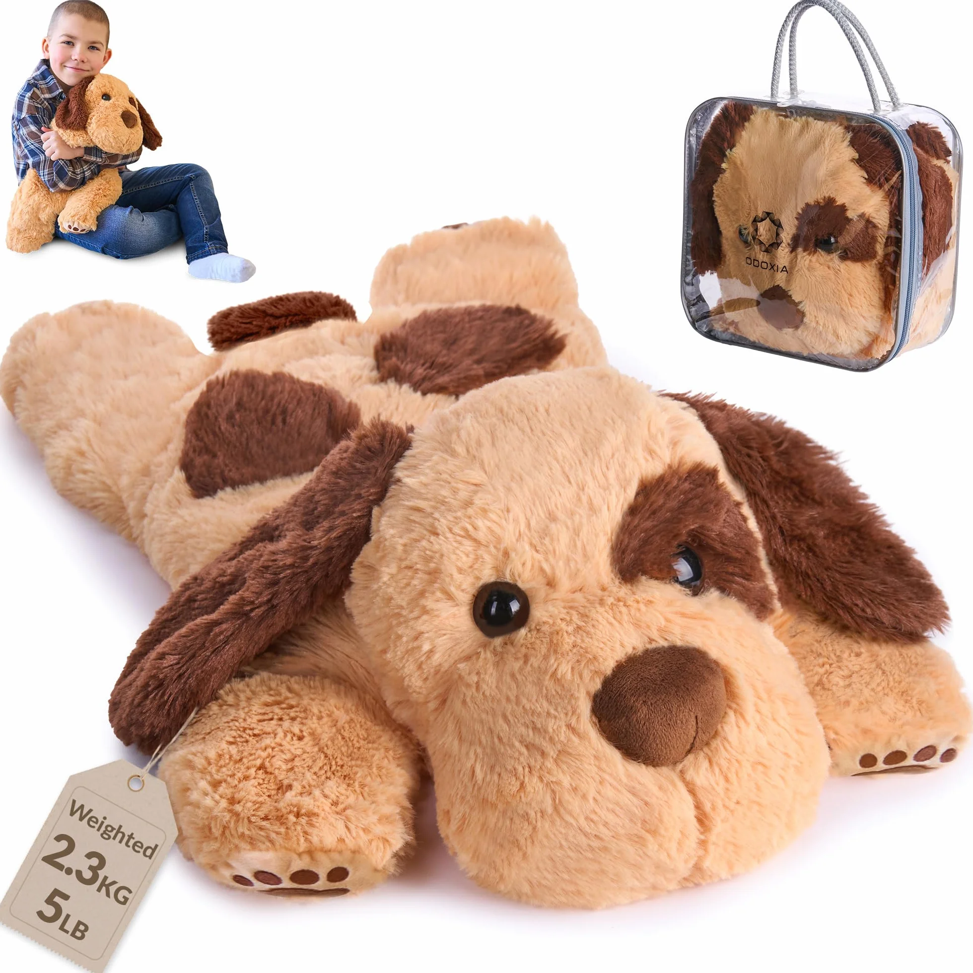Obciążeniowy Pluszak Pies | 2,3 kg | Uspokajający i Komfortowy | Weighted Plush Dog | Dla Dorosłych i Dzieci | Z Torbą do Przenoszenia