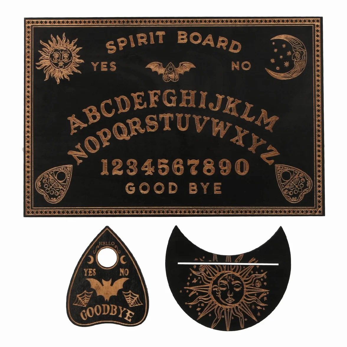 Zestaw tablic Ouija i stojaków na karty tarota Drewniana czarna tablica duchowa Tablice do wróżenia Tablice do rozmów z planszetką do artykułów czarnoksięskich
