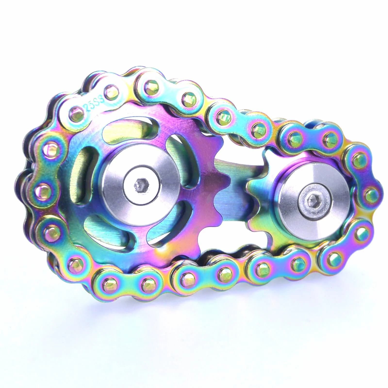 Fidget Spinner Metal Stal nierdzewna 2 Gears Linkage Bike Chain Design Trwała mechanika z gładkimi łożyskami