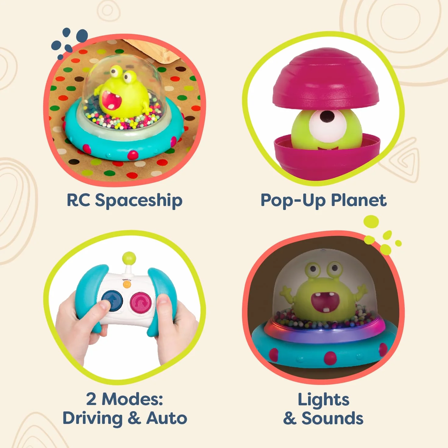 B. Toys Marky Mars-Light-Up prosty pilot zdalnego sterowania dla małych dzieci z obcymi kierowcami