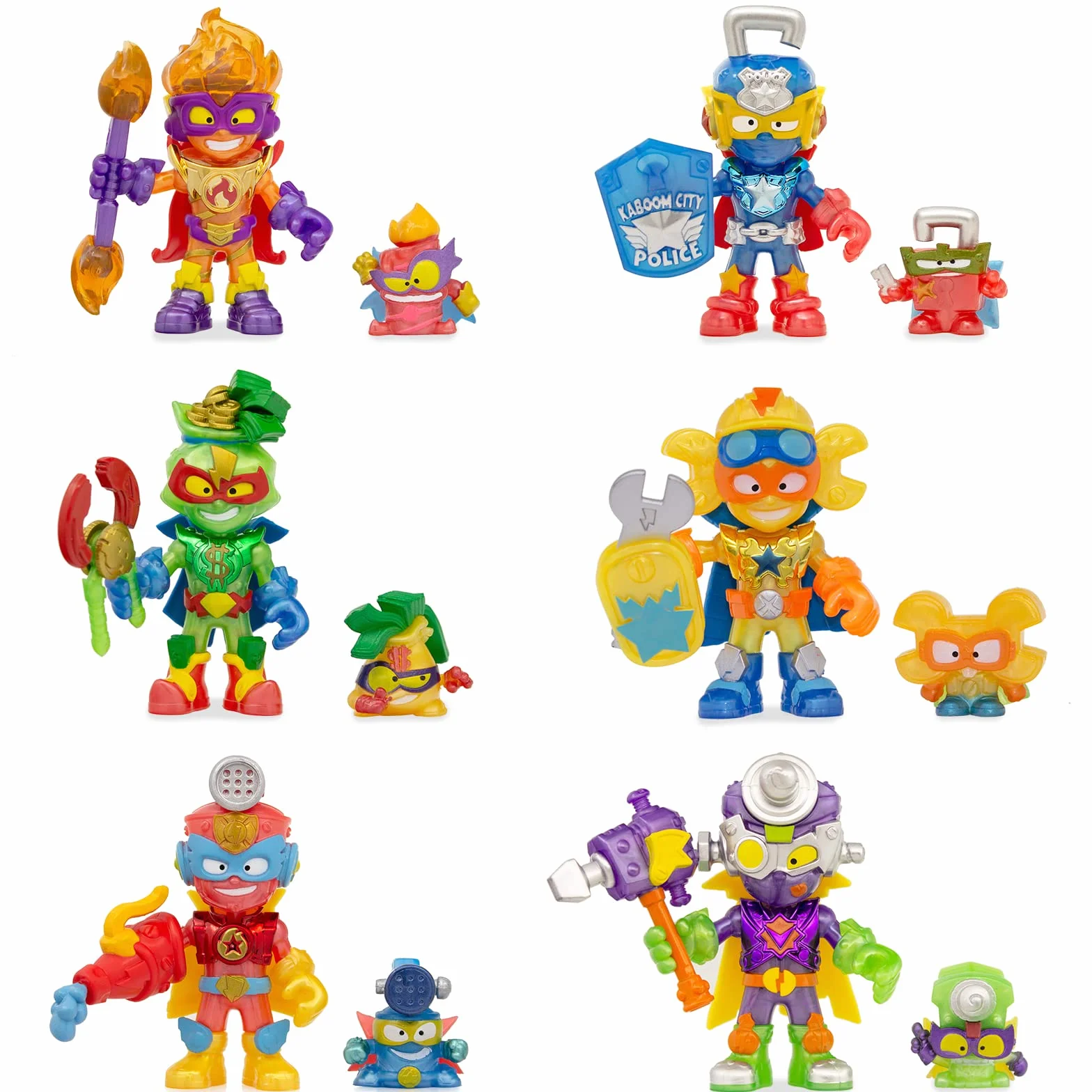 SUPERTHINGS Rescue Force – Pełna kolekcja Kazoom Kids z serii Rescue Force. Każde pudełko zawiera 1 Kazoom Kida, 1 figurkę SuperThinga i 1 akcesorium bojowe