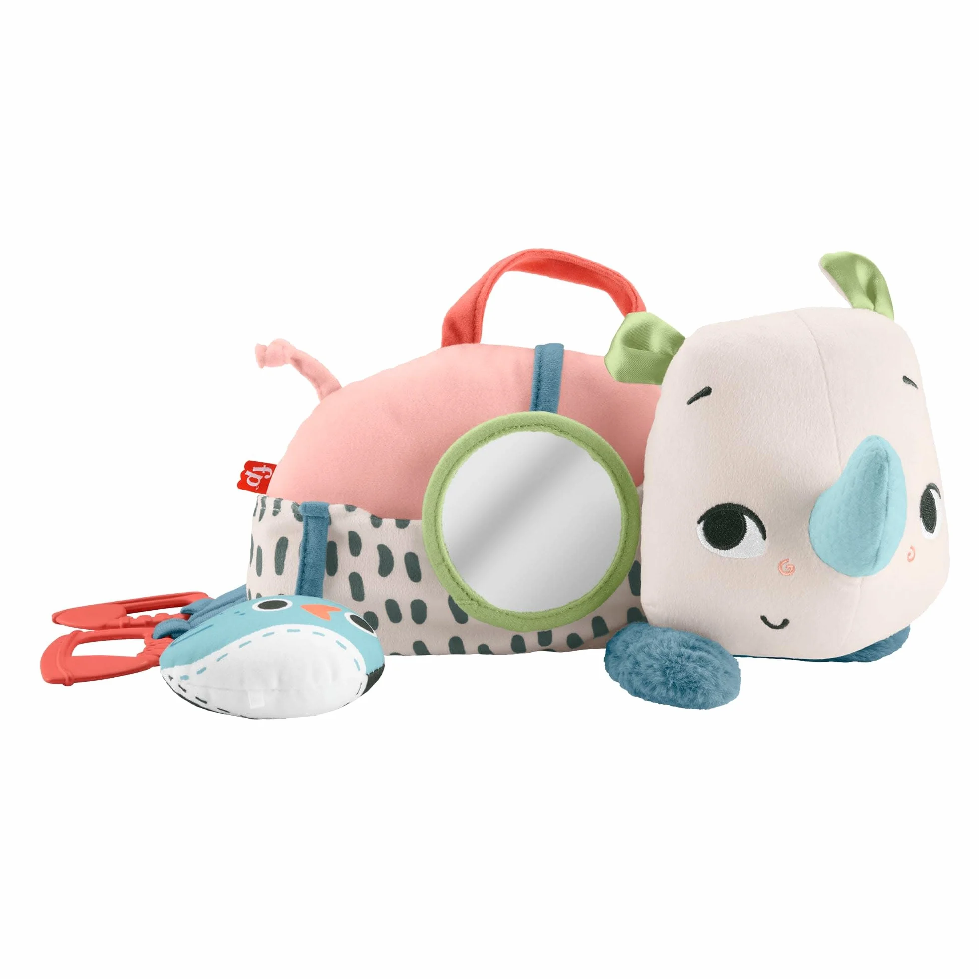 Fisher-Price Planet Friends Nosorożec aktywizujący Miękka zabawka sensoryczna do zabawy na brzuszku, HYR55