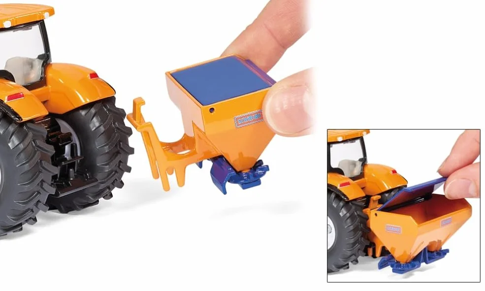 Siku 2940, Ratrak z pługiem śnieżnym i płytą dociskową, 1:50, Metal,Tworzywo sztuczne, Pomarańczowy,Niebieski, Odłączane elementy