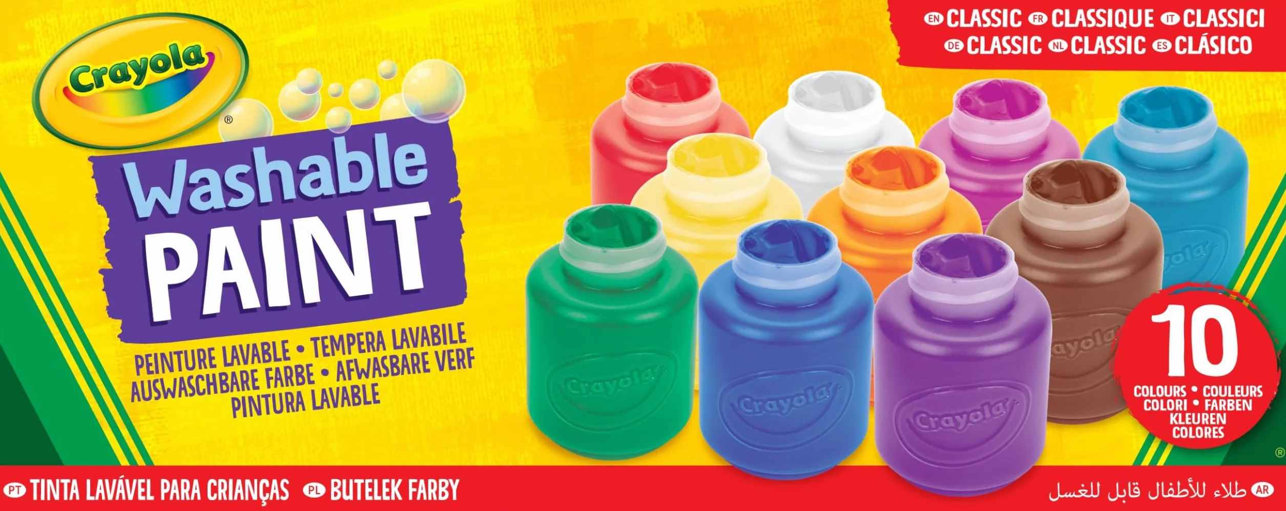 Crayola Zmywalne kredki dla dzieci opakowanie 10 słoiczków 59 ml od 3 lat