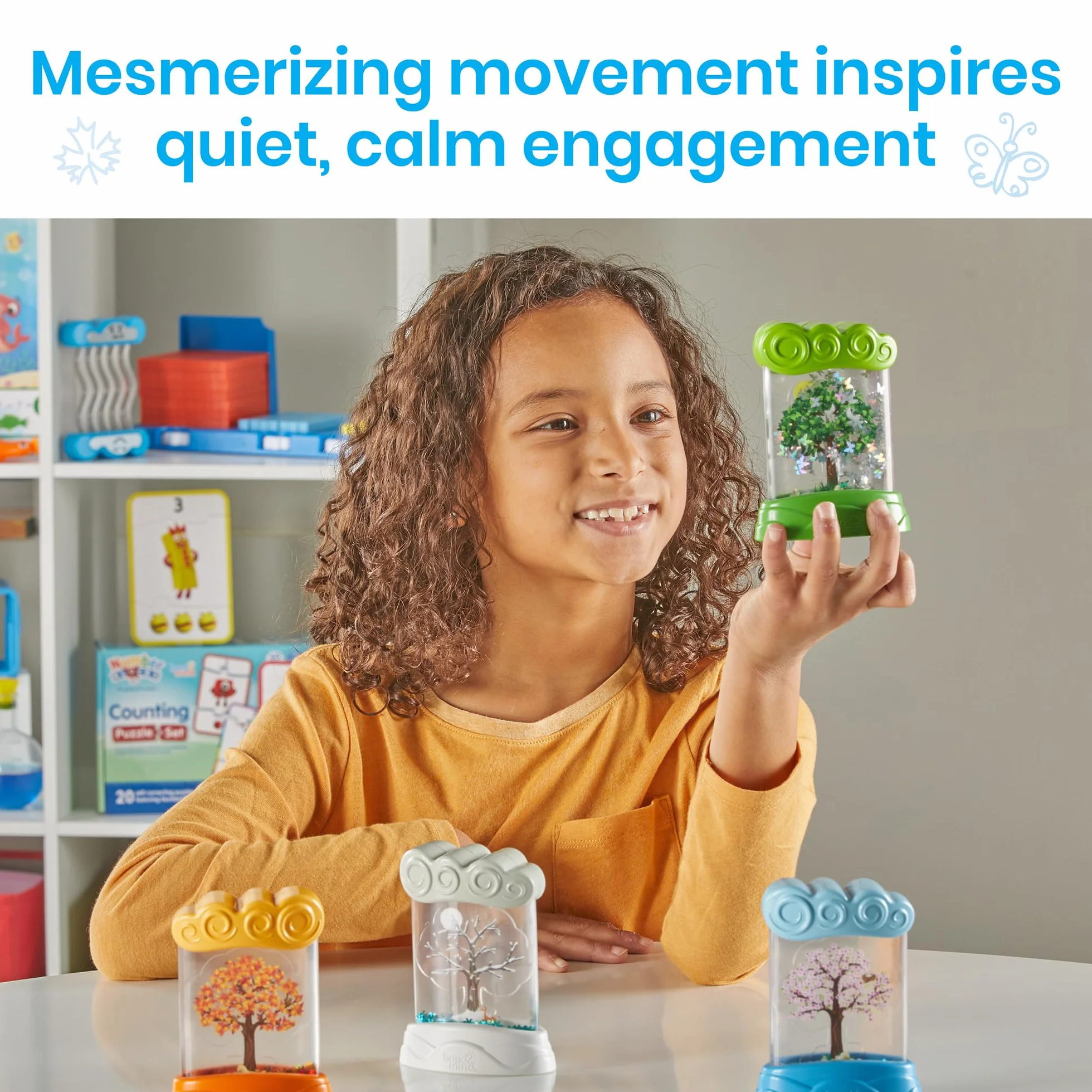 Learning Resources Tubki Sensoryczne z Porami Roku, Antystresowe tubki sensoryczne, Nauka o pogodzie dla dzieci, Narzędzia do łagodzenia lęku, Zabawki łagodzące stres, Pomoce do kącika wyciszenia, 3+