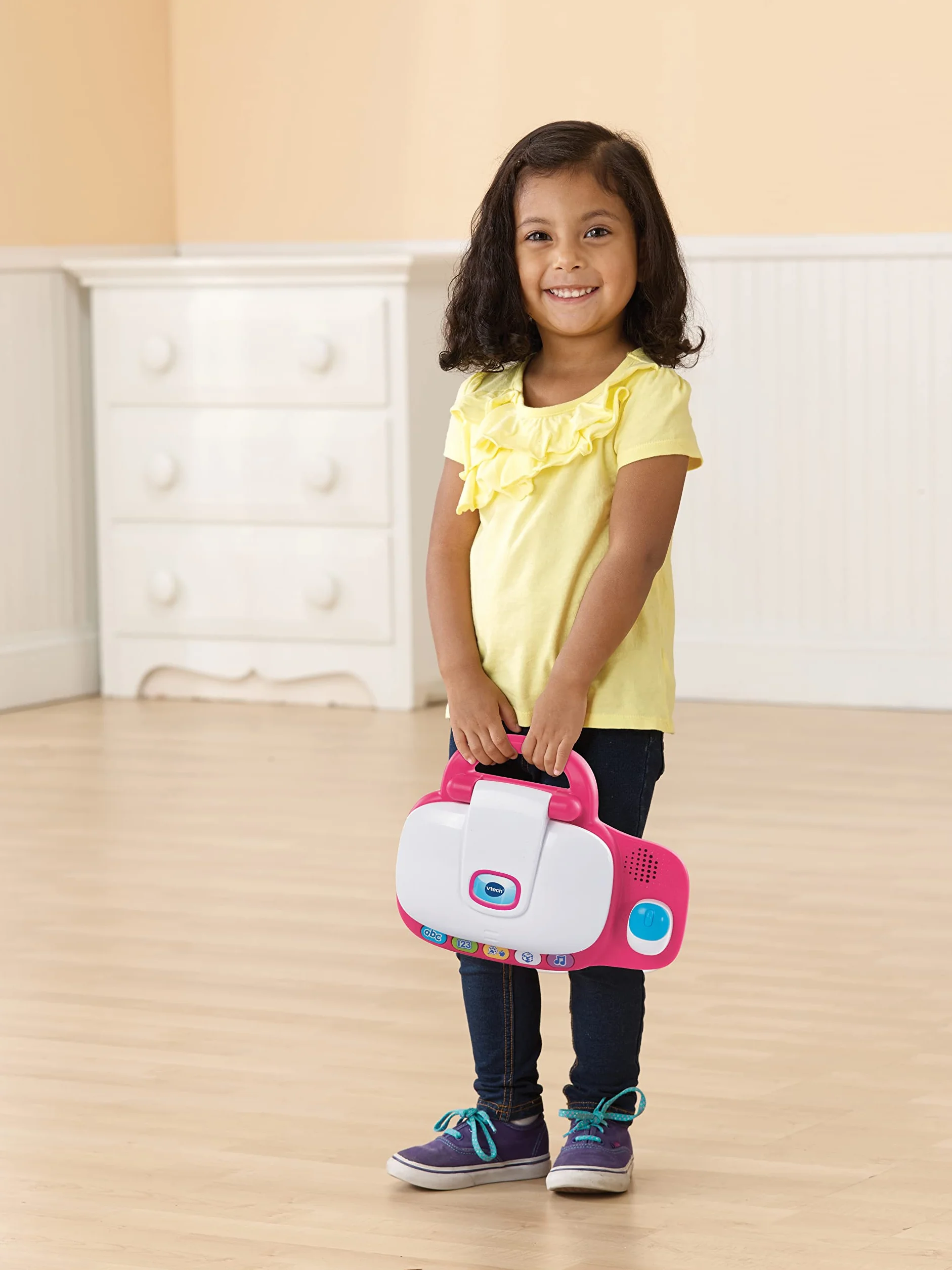 VTech Interaktywna edukacyjna zabawka komputerowa dla dzieci w wieku przedszkolnym z 30 aktywnościami, odpowiednia dla dzieci w wieku 3, 4, 5+ lat, chłopców i dziewcząt, różowa, wersja angielska