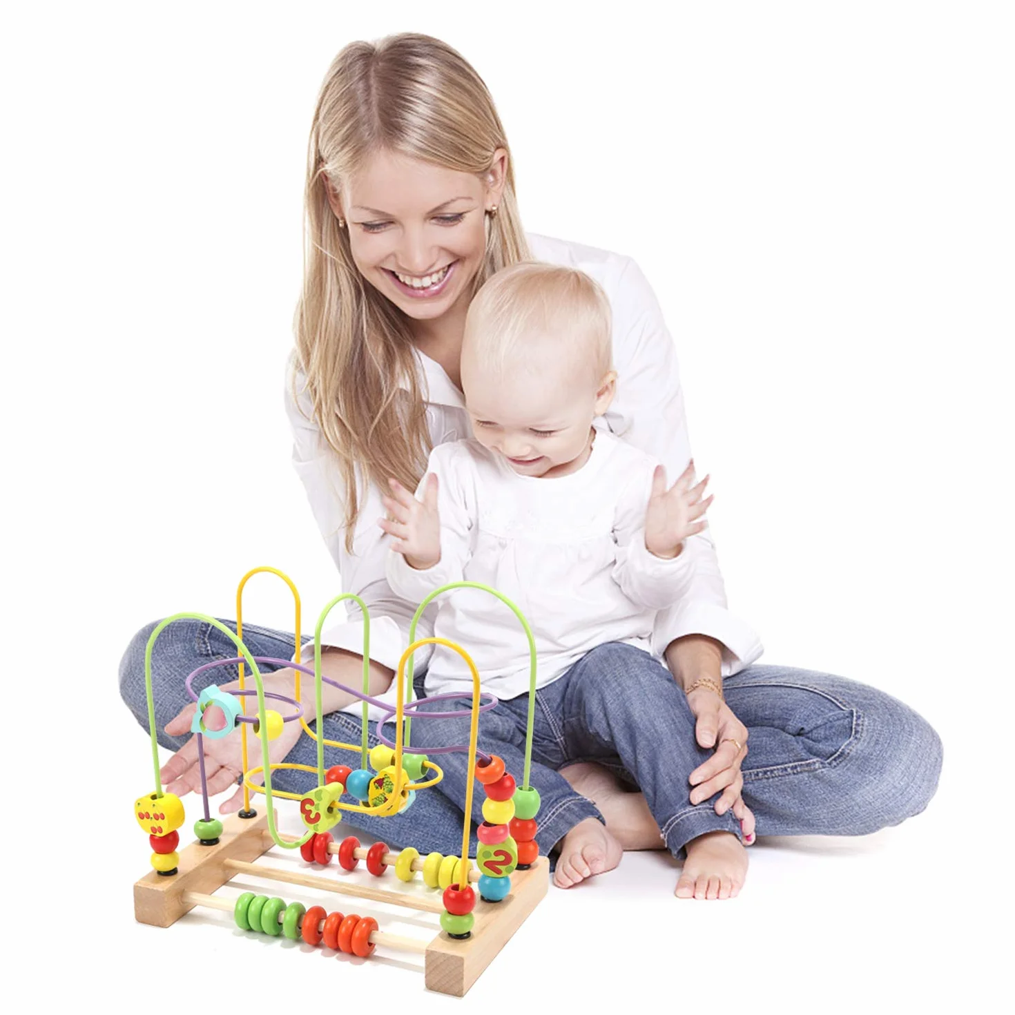 Jacootoys Drewniana pętla motoryczna na skuter, drewniana zabawka, ruchoma zabawka edukacyjna, zabawka dla dzieci