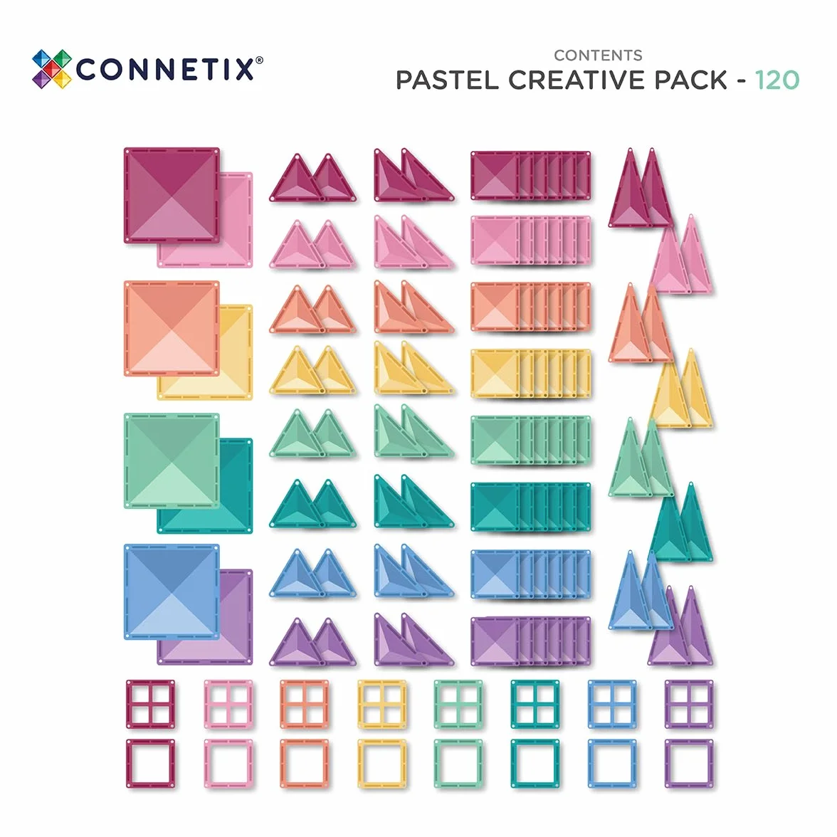 Connetix Pastelowe magnetyczne klocki 120 szt.